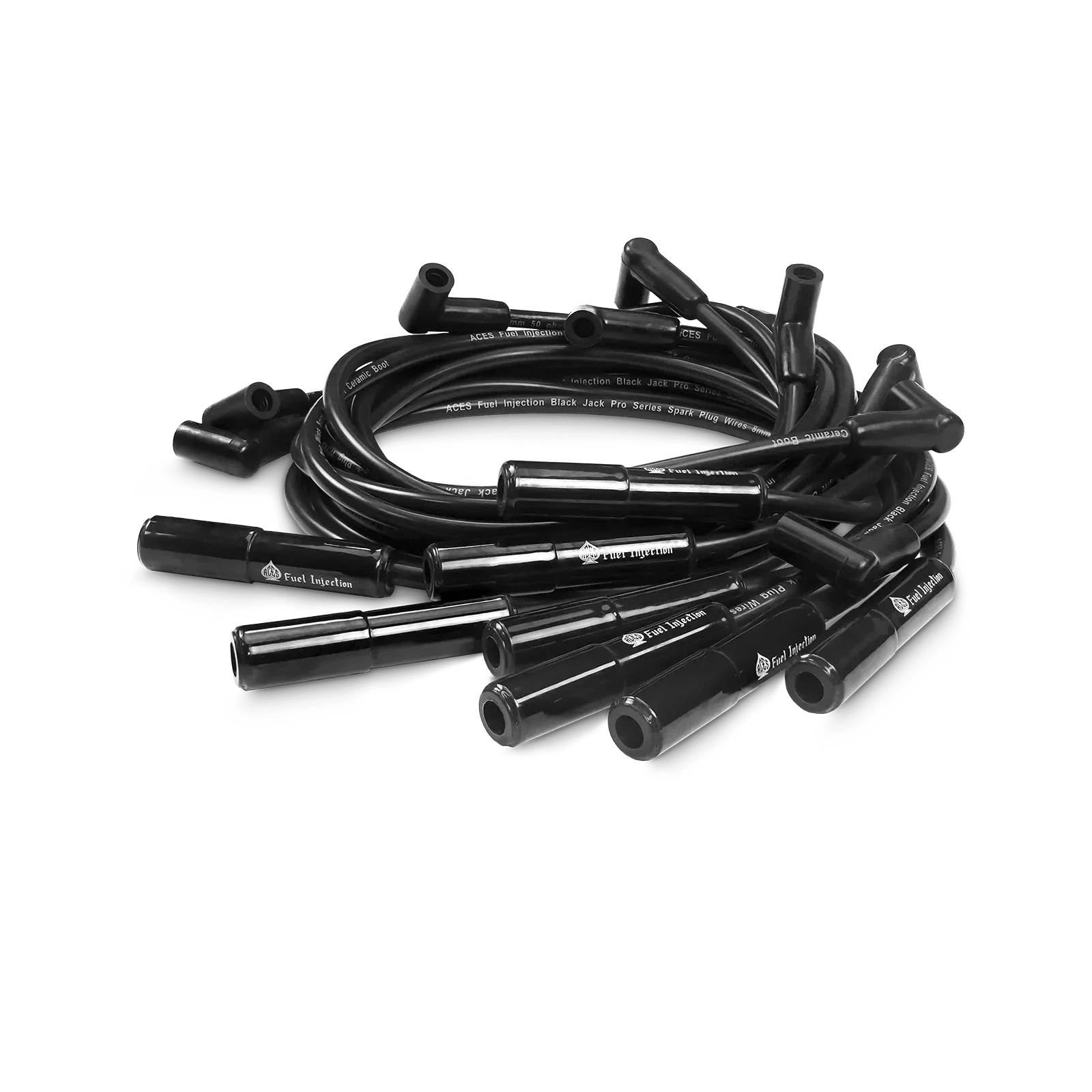 ACES Fuel Injection. 180 Degree Boot Black Jack Pro Ceramic Boot Spark Plug Wires