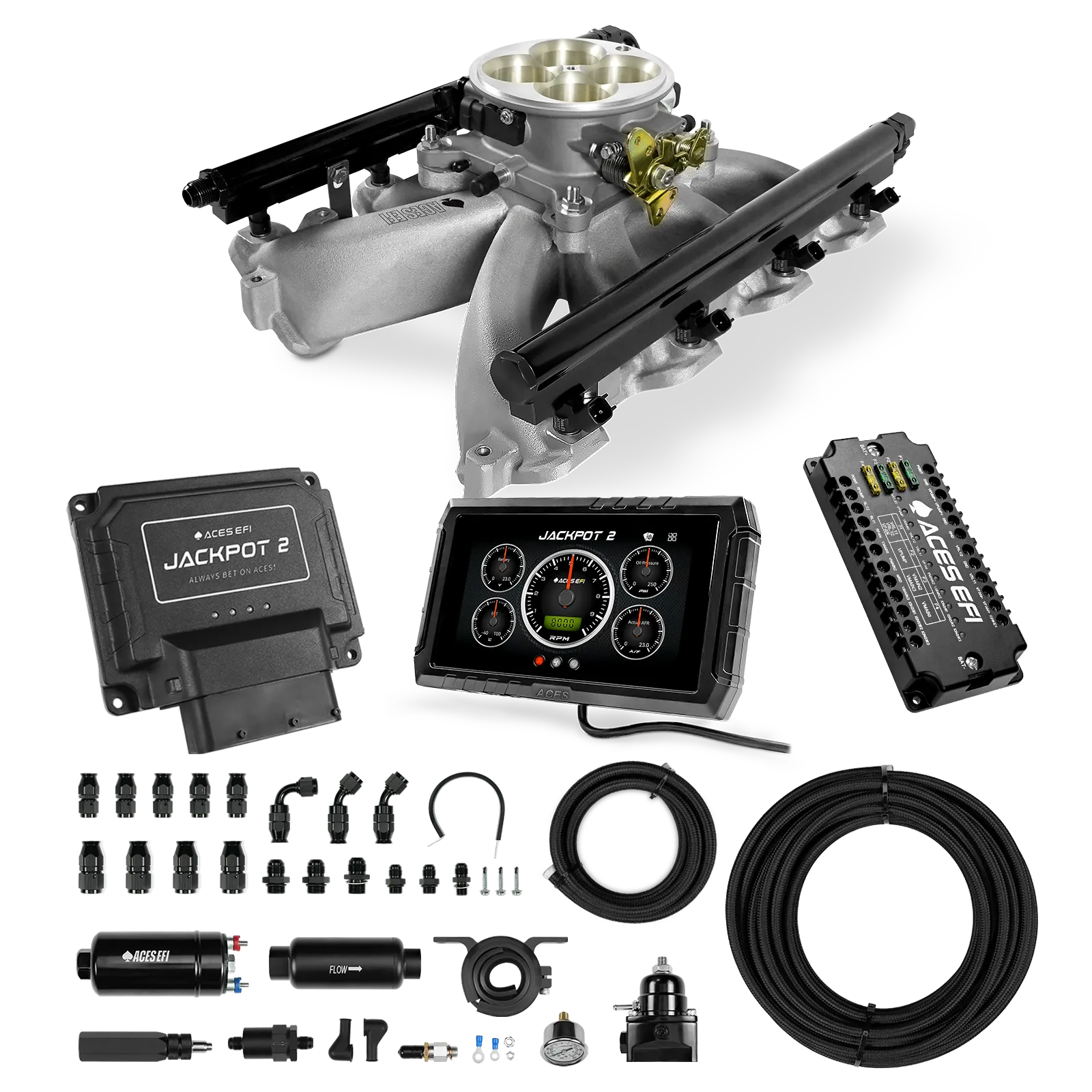 Sistema EFI Jackpot 2 LS - Kit completo con sistema de bomba en línea 255 y manguera de PTFE de 40 pies.