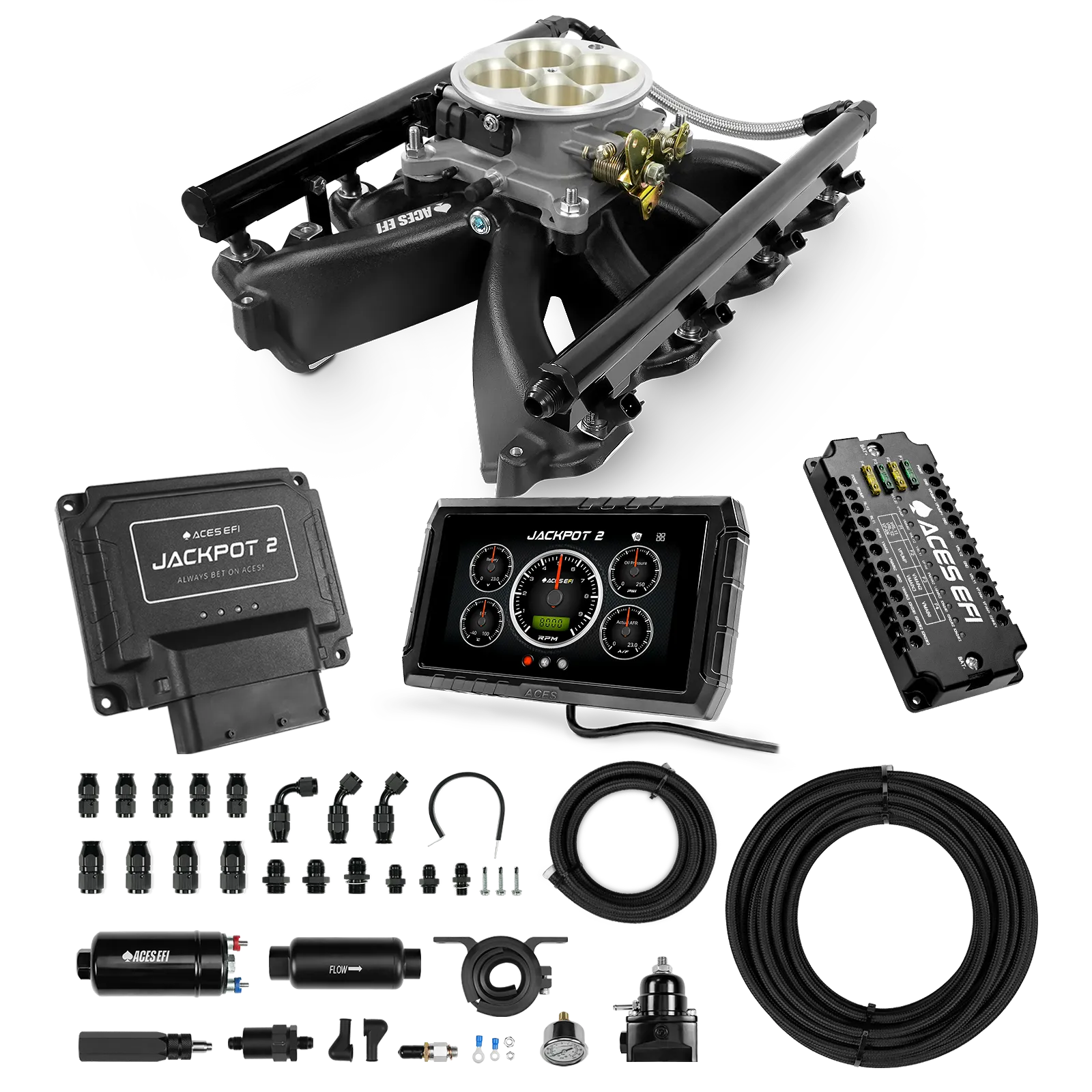 Sistema EFI Jackpot 2 LS - Kit completo con sistema de bomba en línea 255 y manguera de PTFE de 40 pies.