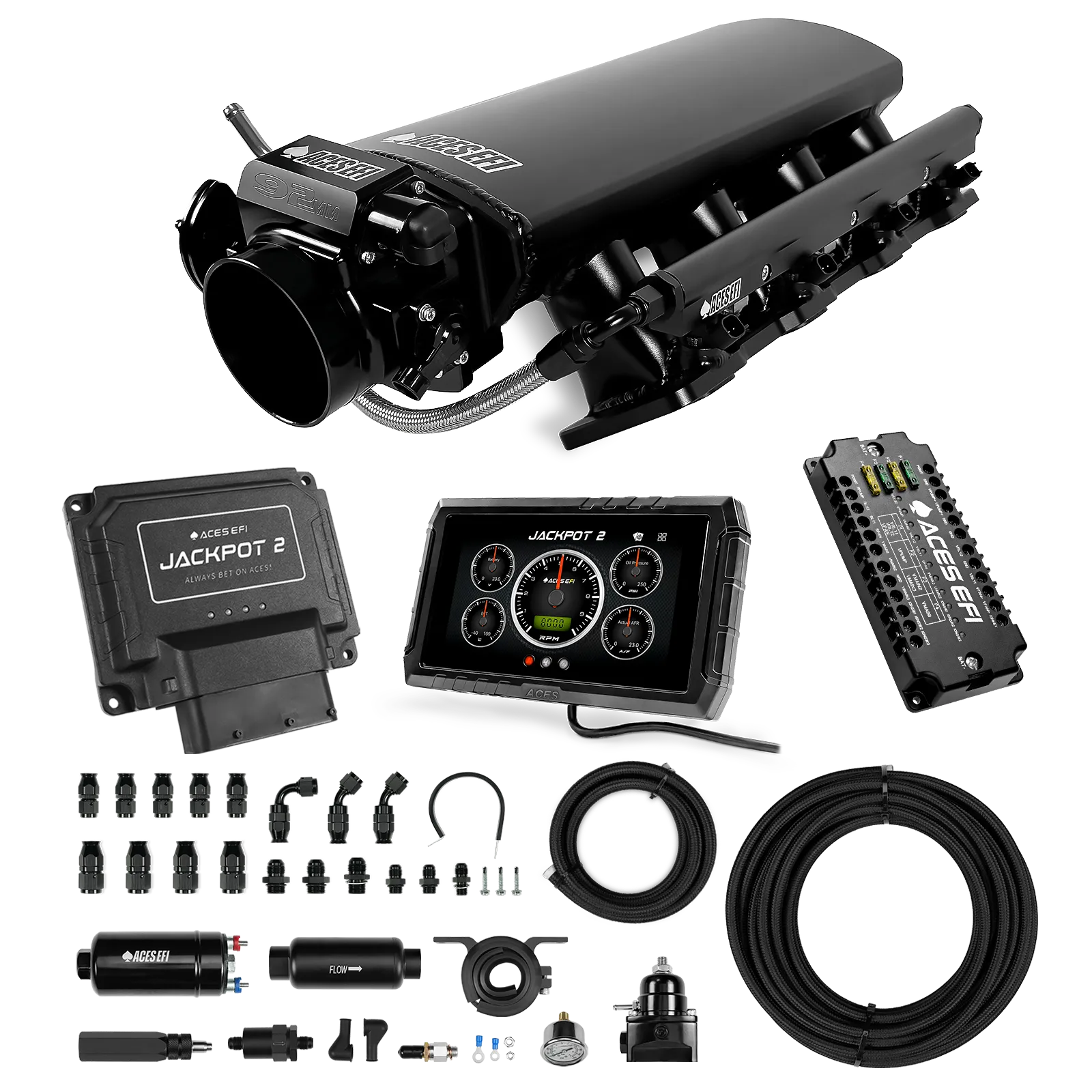 Sistema EFI Jackpot 2 LS - Kit completo con sistema de bomba en línea 255 y manguera de PTFE de 40 pies.