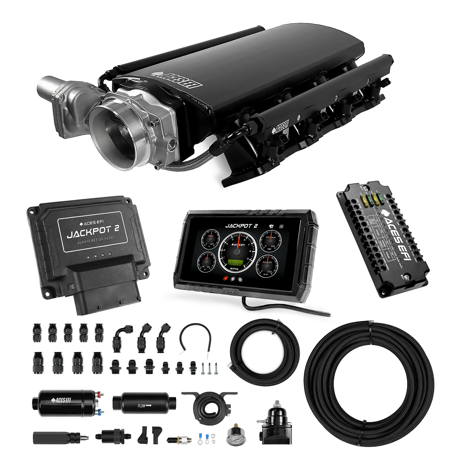 Sistema EFI Jackpot 2 LS - Kit completo con sistema de bomba en línea 255 y manguera de PTFE de 40 pies.