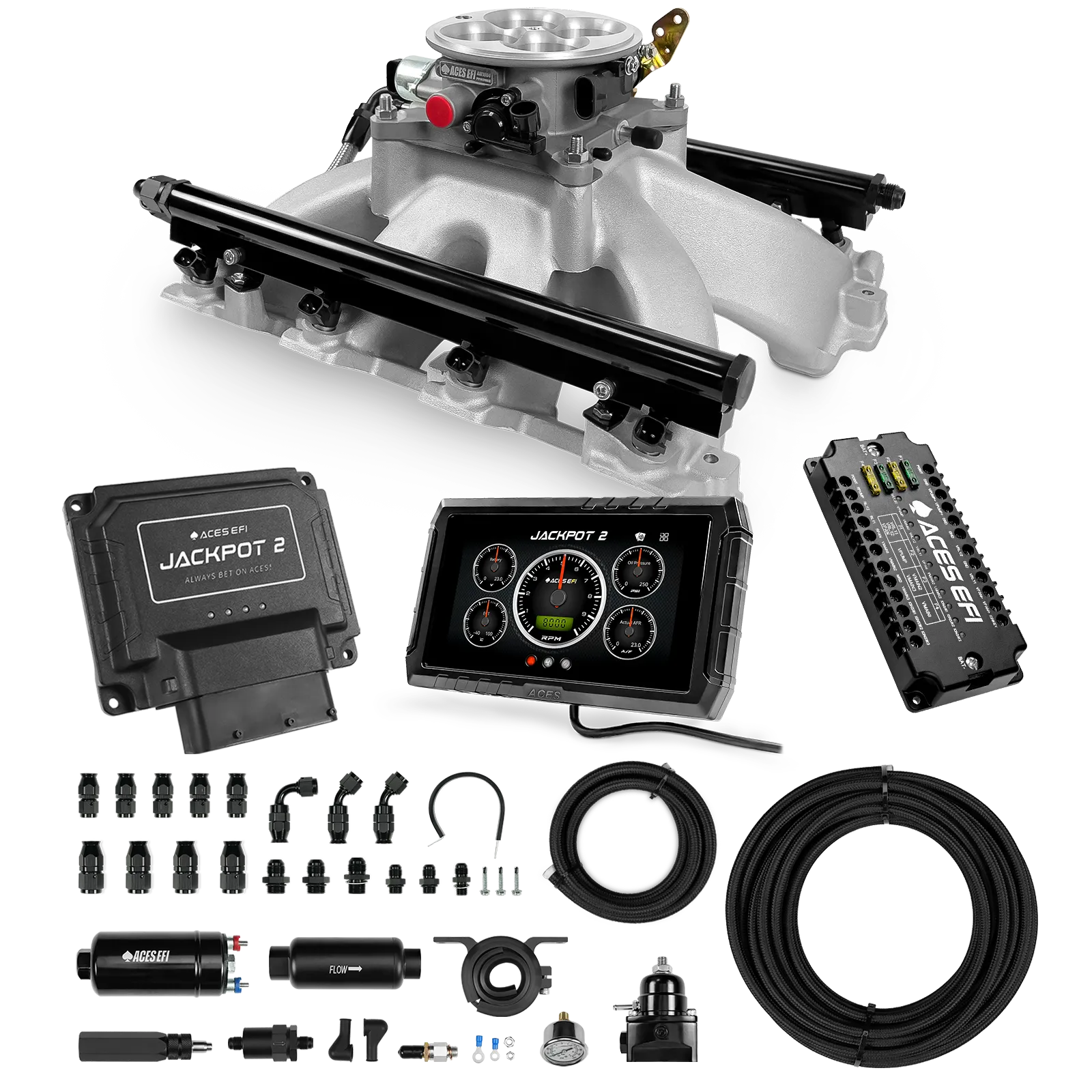 Sistema EFI Jackpot 2 LS - Kit completo con sistema de bomba en línea 255 y manguera de PTFE de 40 pies.