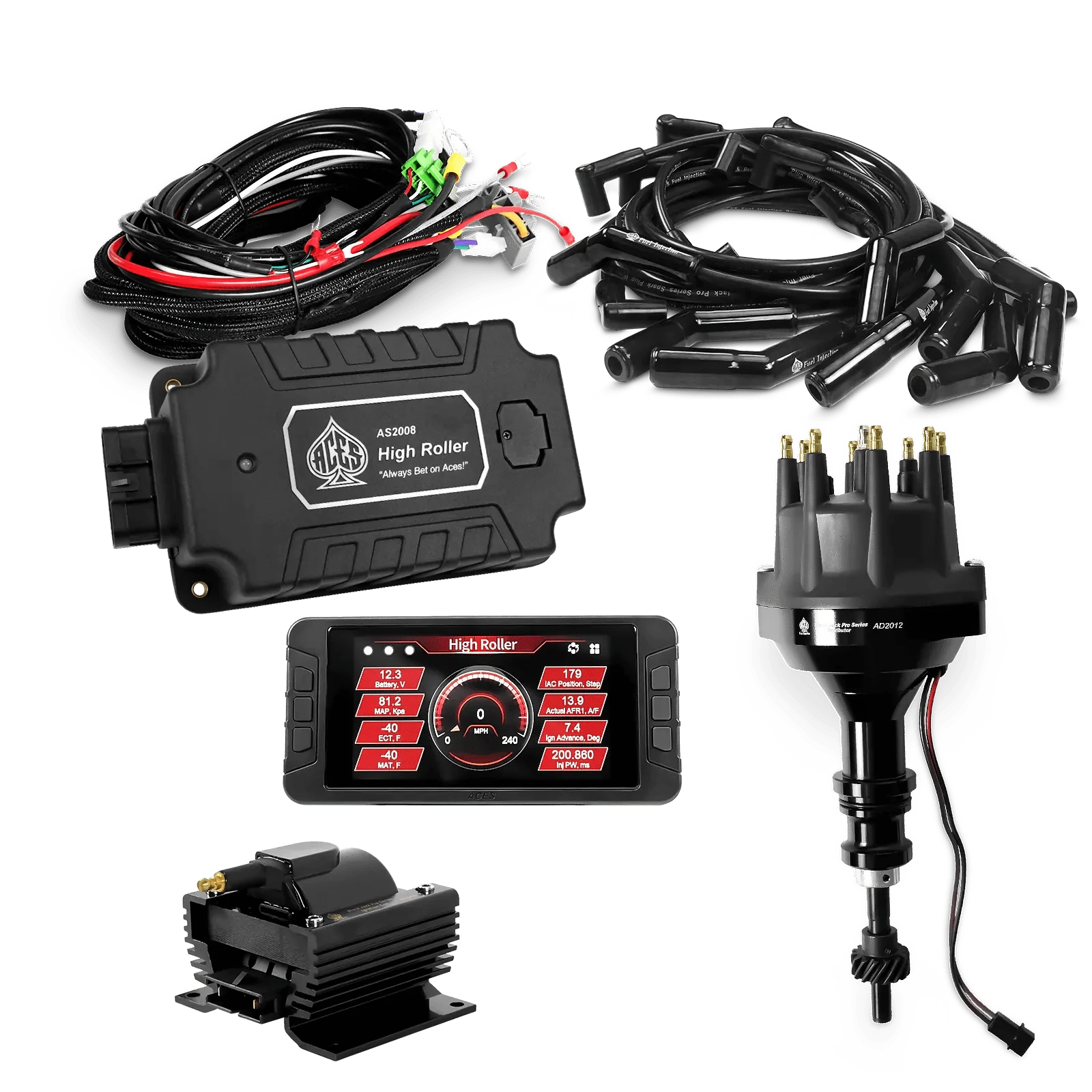 ACES Fuel Injection. 289/302 SBF 135 Deg Boots High Roller Pro Ignition Package