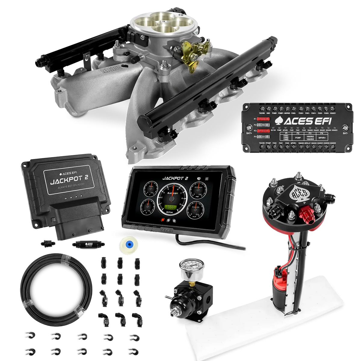 Jackpot 2 LS EFI System - Master Kit with Tight Fit In-Tank Pump Module + 40' PTFE Hose Kit