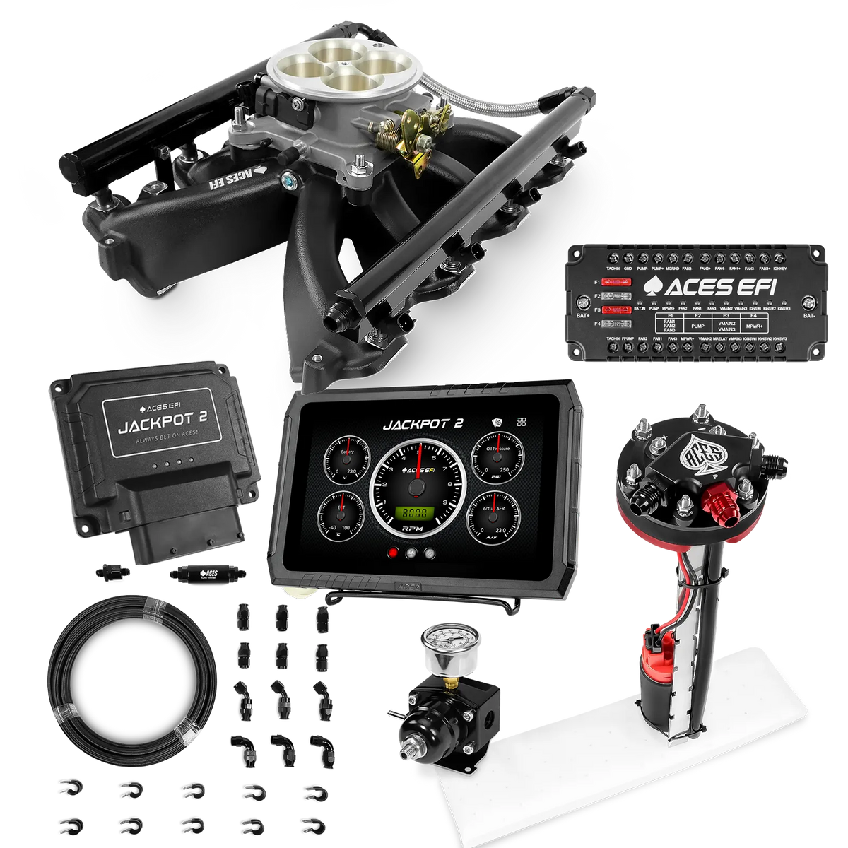 Jackpot 2 LS EFI System - Master Kit with Tight Fit In-Tank Pump Module + 40' PTFE Hose Kit