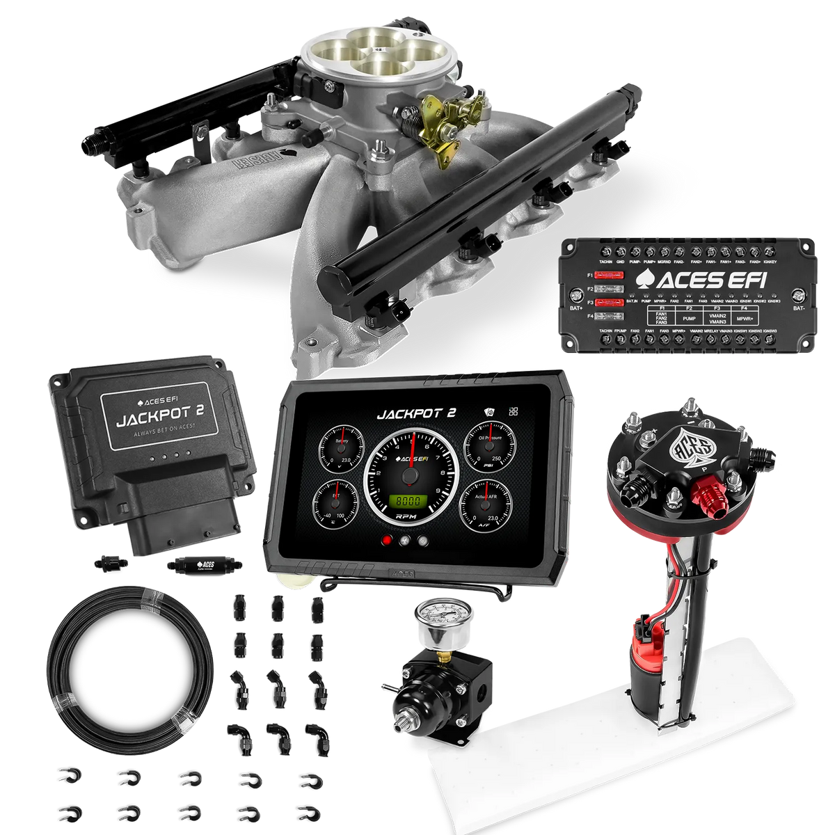 Jackpot 2 LS EFI System - Master Kit with Tight Fit In-Tank Pump Module + 40' PTFE Hose Kit