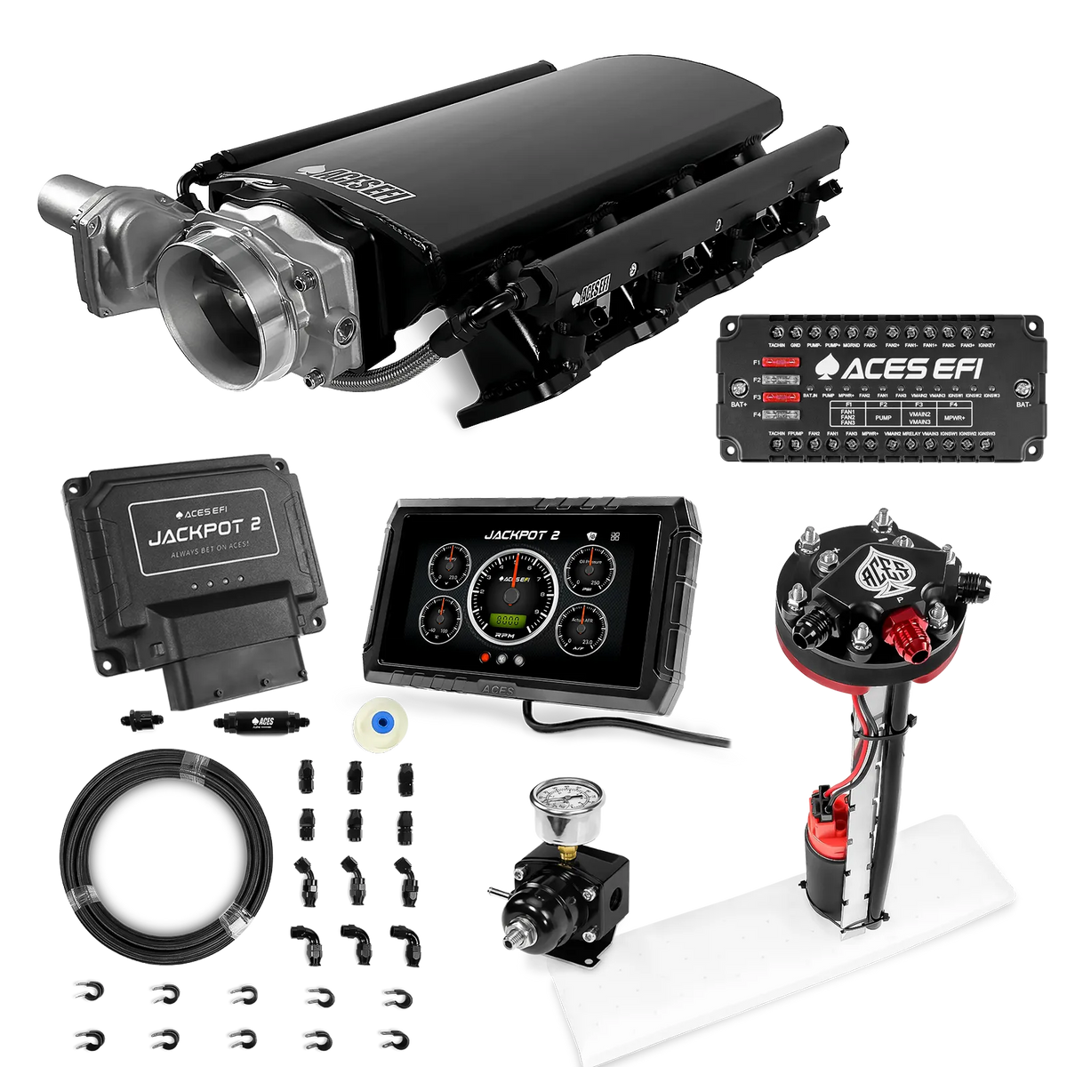 Jackpot 2 LS EFI System - Master Kit with Tight Fit In-Tank Pump Module + 40' PTFE Hose Kit