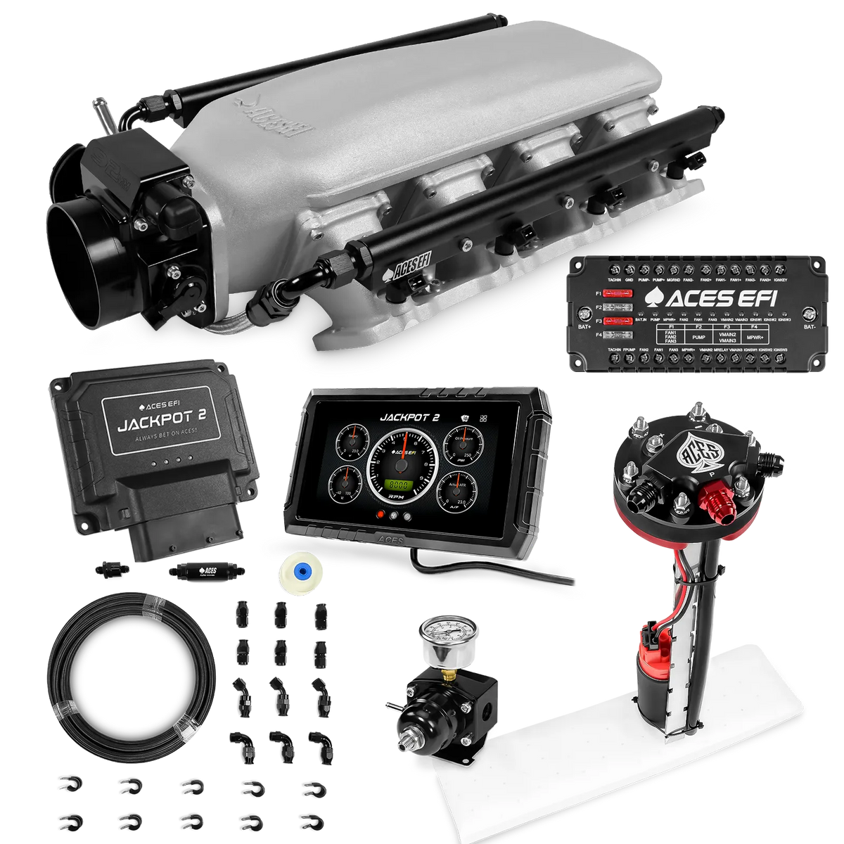 Jackpot 2 LS EFI System - Master Kit with Tight Fit In-Tank Pump Module + 40' PTFE Hose Kit