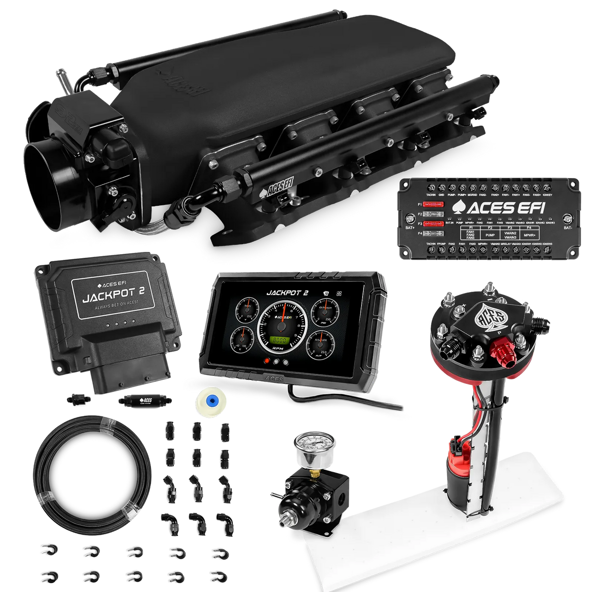 Jackpot 2 LS EFI System - Master Kit with Tight Fit In-Tank Pump Module + 40' PTFE Hose Kit