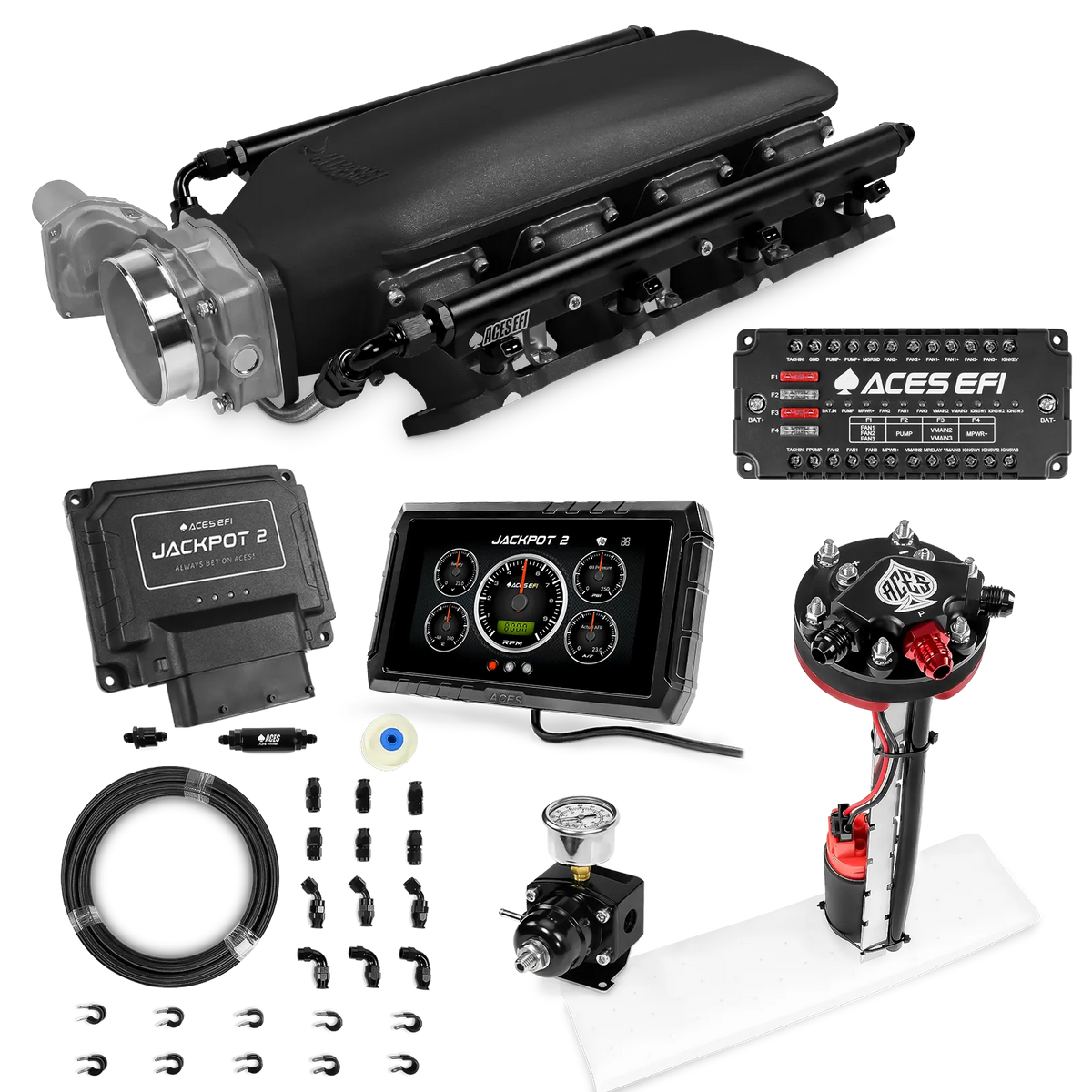 Jackpot 2 LS EFI System - Master Kit with Tight Fit In-Tank Pump Module + 40' PTFE Hose Kit