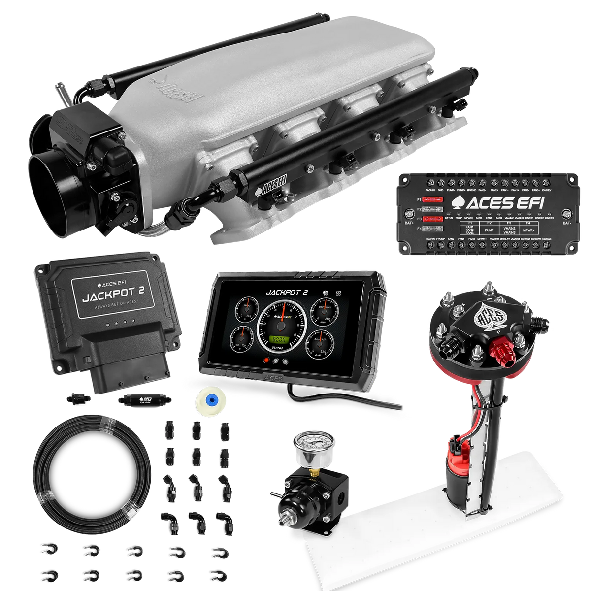 Jackpot 2 LS EFI System - Master Kit with Tight Fit In-Tank Pump Module + 40' PTFE Hose Kit