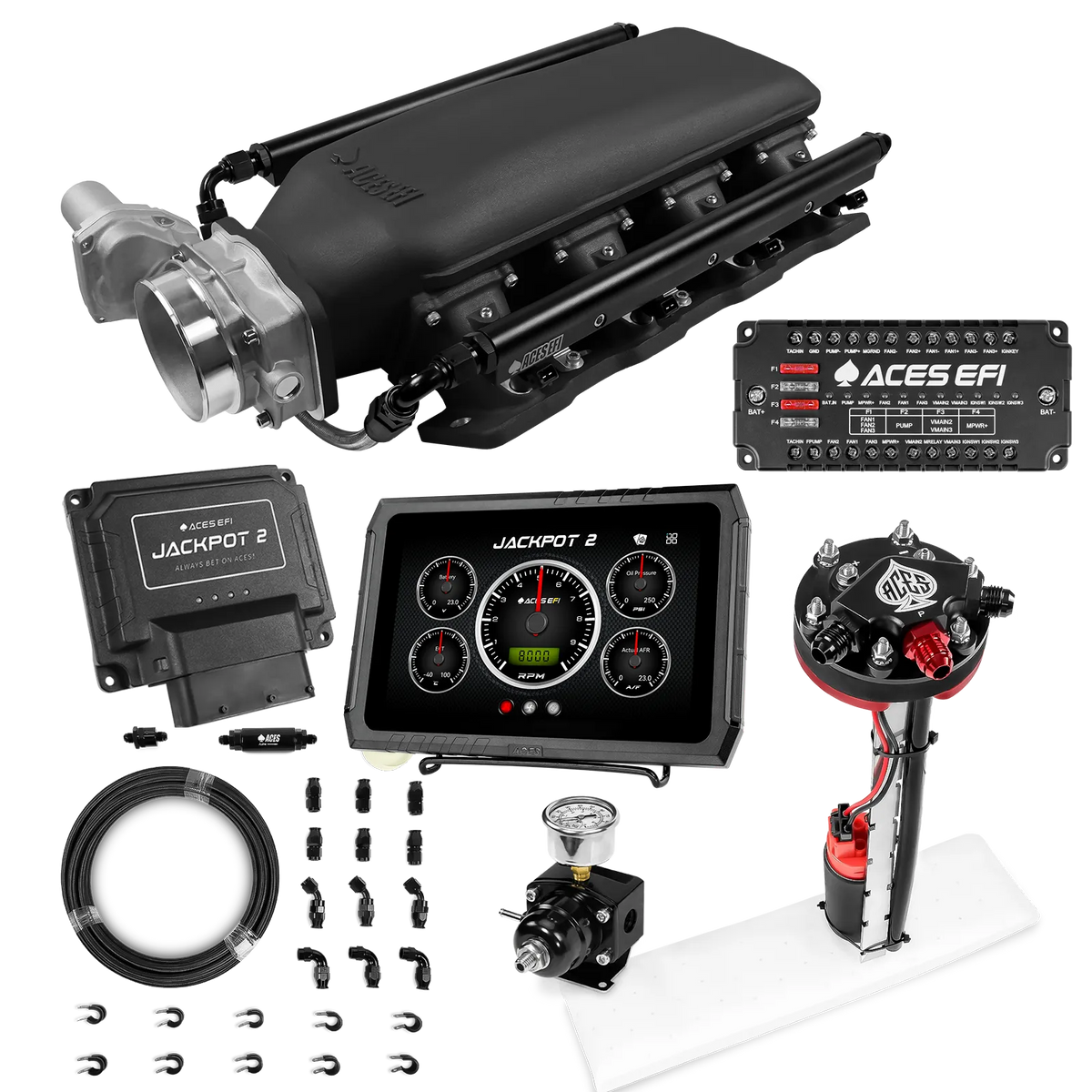 Jackpot 2 LS EFI System - Master Kit with Tight Fit In-Tank Pump Module + 40' PTFE Hose Kit