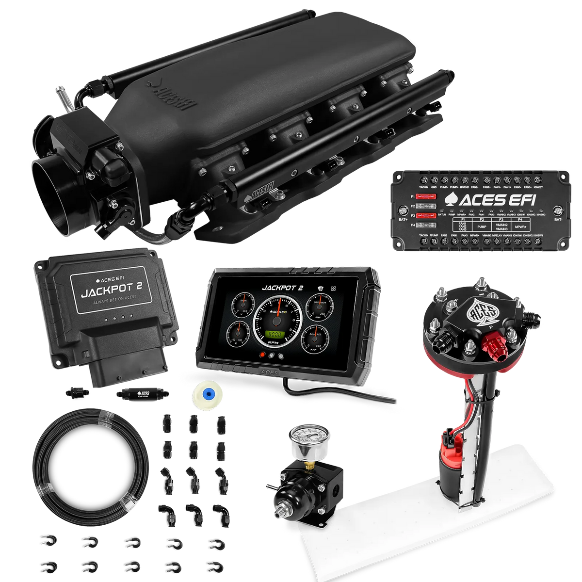 Jackpot 2 LS EFI System - Master Kit with Tight Fit In-Tank Pump Module + 40' PTFE Hose Kit
