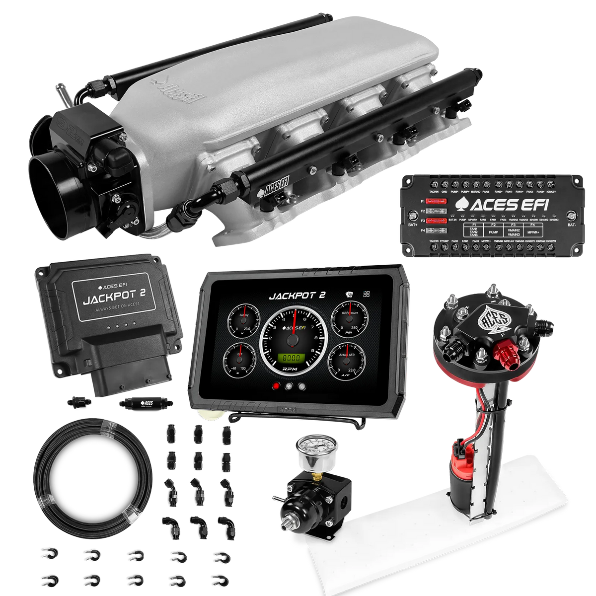 Jackpot 2 LS EFI System - Master Kit with Tight Fit In-Tank Pump Module + 40' PTFE Hose Kit