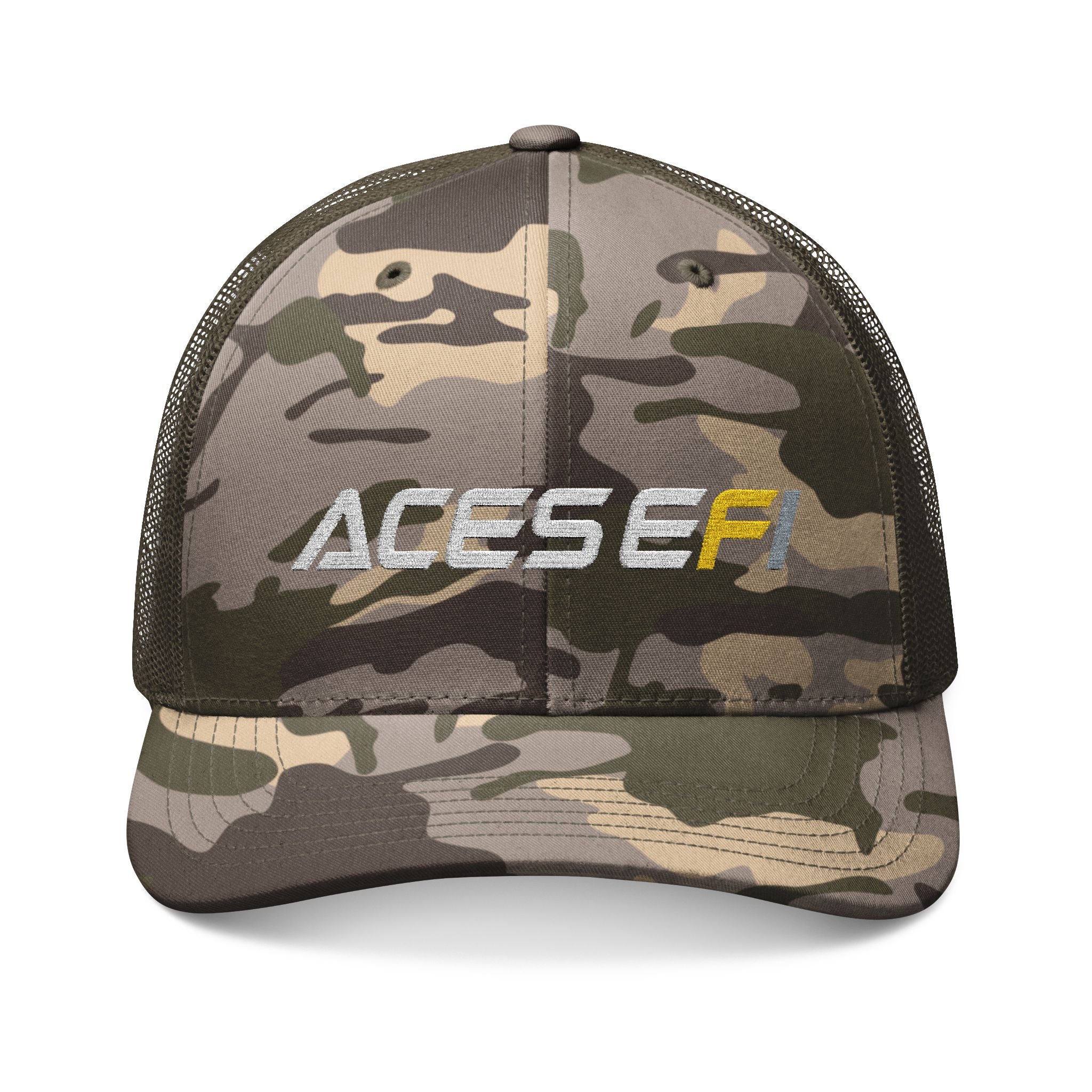 Aces EFI Logo Camouflage Trucker Hat | Embroidered Logo Cap
