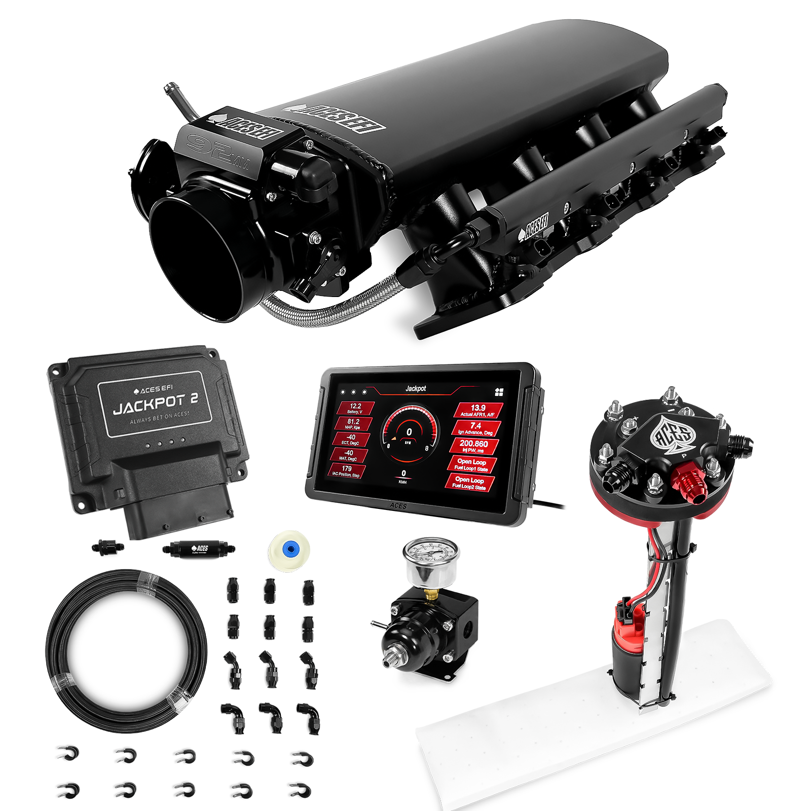 Jackpot 2 LS EFI System - Master Kit with Tight Fit In-Tank Pump Module + 40' PTFE Hose Kit