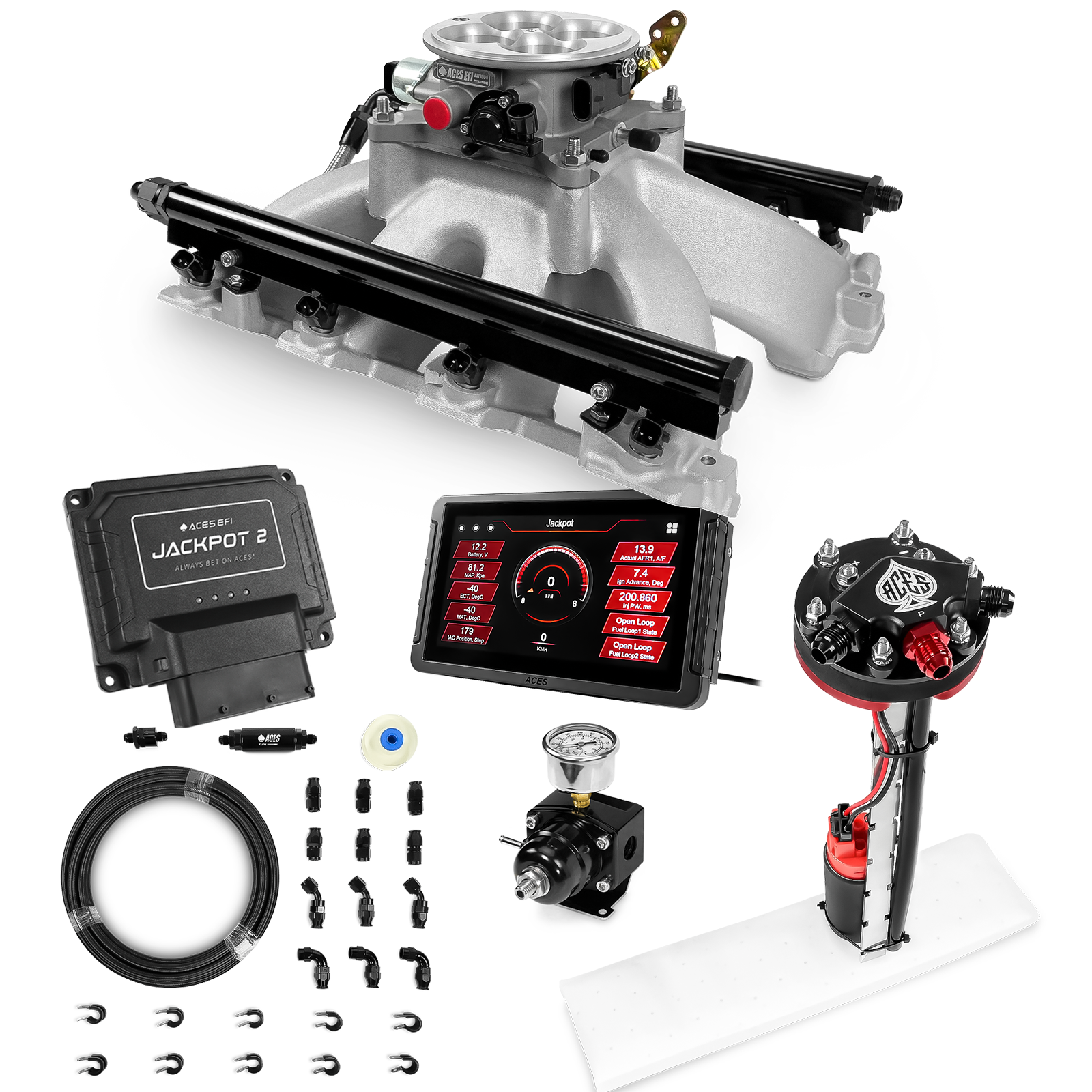 Jackpot 2 LS EFI System - Master Kit with Tight Fit In-Tank Pump Module + 40' PTFE Hose Kit