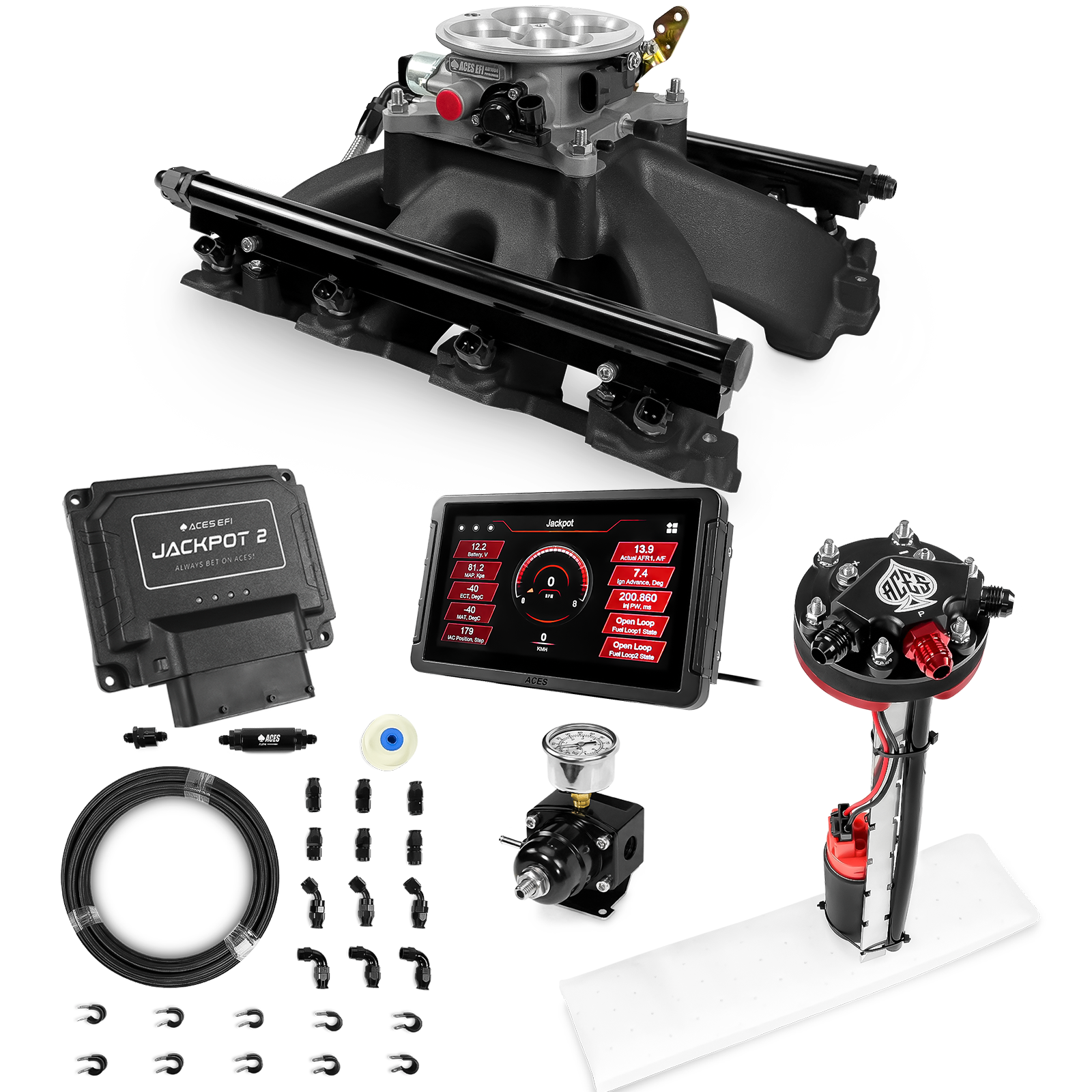 Jackpot 2 LS EFI System - Master Kit with Tight Fit In-Tank Pump Module + 40' PTFE Hose Kit