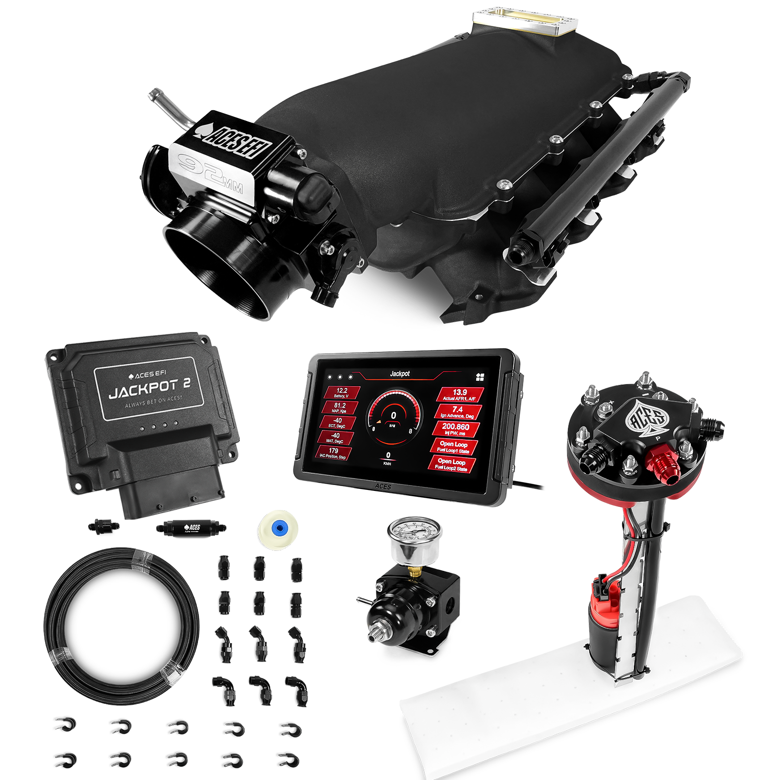 Jackpot 2 LS EFI System - Master Kit with Tight Fit In-Tank Pump Module + 40' PTFE Hose Kit