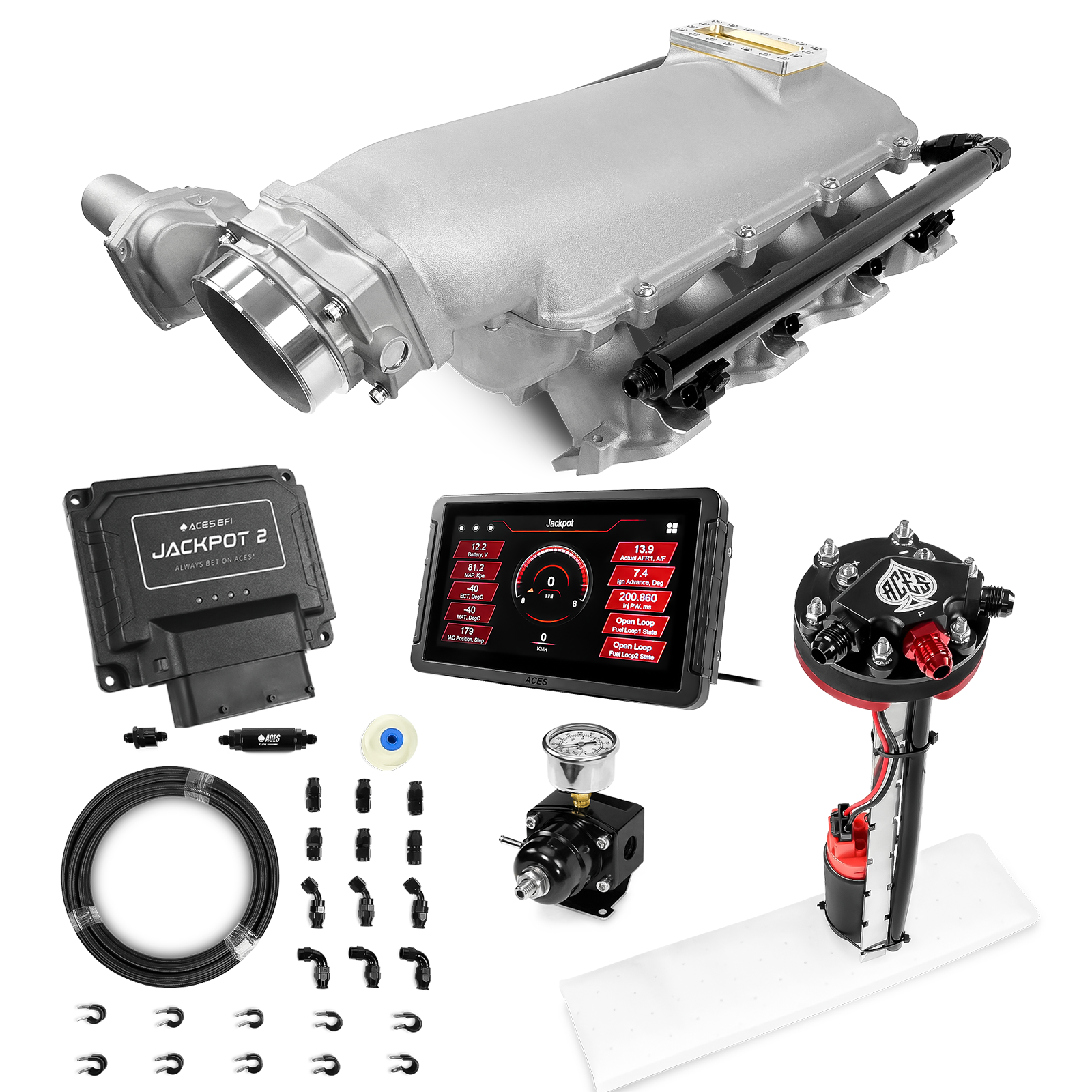 Jackpot 2 LS EFI System - Master Kit with Tight Fit In-Tank Pump Module + 40' PTFE Hose Kit