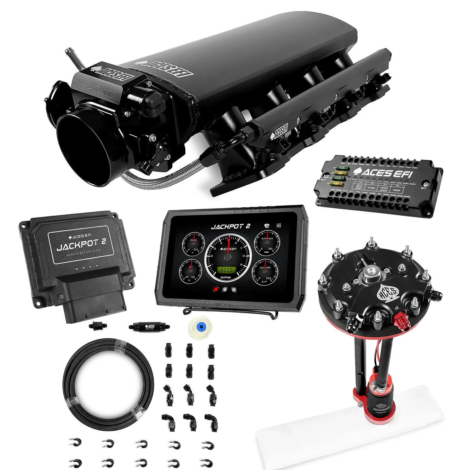 Jackpot 2 LS EFI System - Master Kit with Tank Conversion Pump Module with Internal Regulator + 20' PTFE Hose Kit