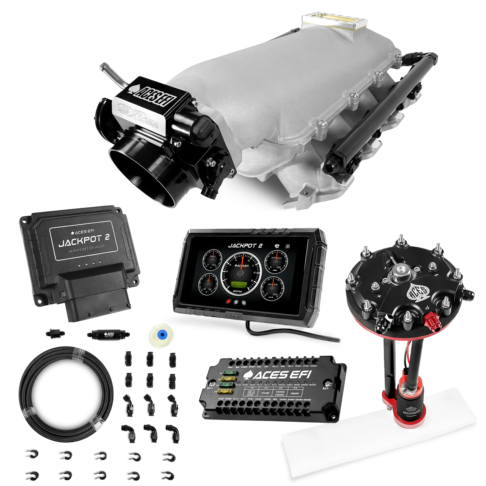 Jackpot 2 LS EFI System - Master Kit with Tank Conversion Pump Module with Internal Regulator + 20' PTFE Hose Kit