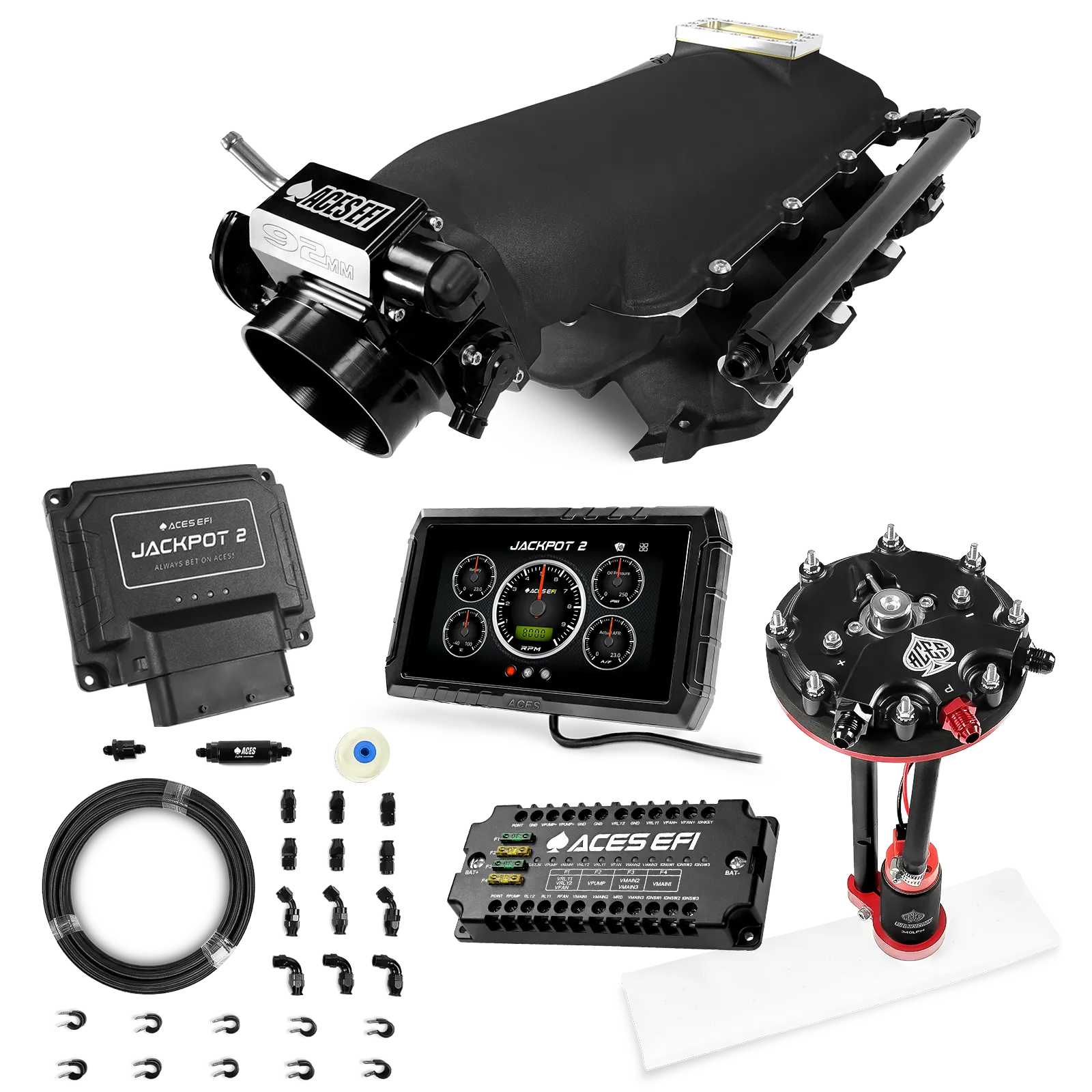 Jackpot 2 LS EFI System - Master Kit with Tank Conversion Pump Module with Internal Regulator + 20' PTFE Hose Kit
