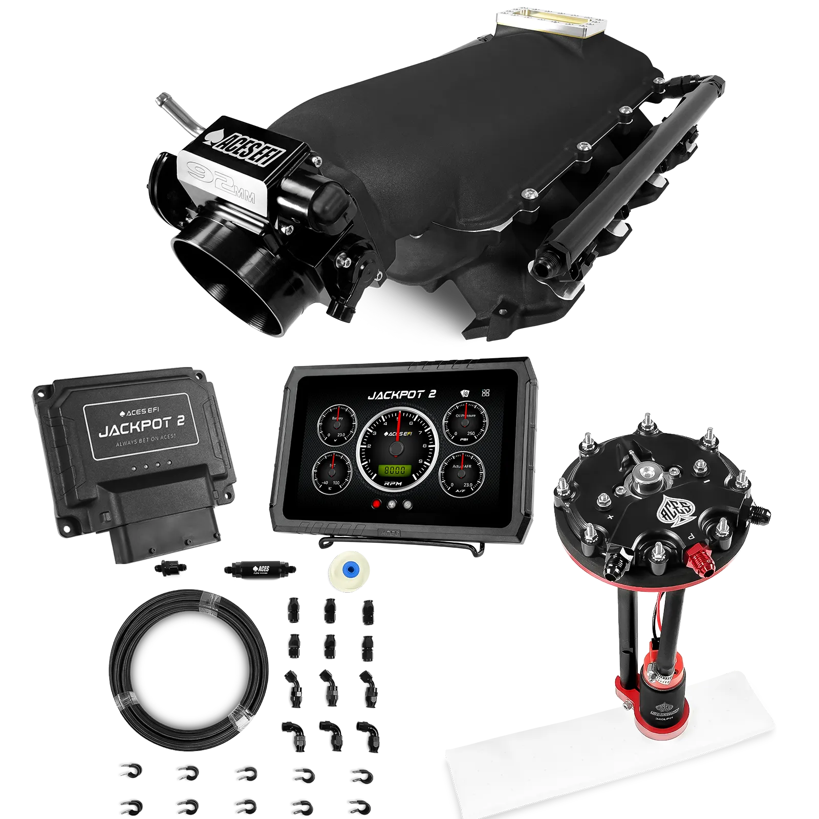 Jackpot 2 LS EFI System - Master Kit with Tank Conversion Pump Module with Internal Regulator + 20' PTFE Hose Kit