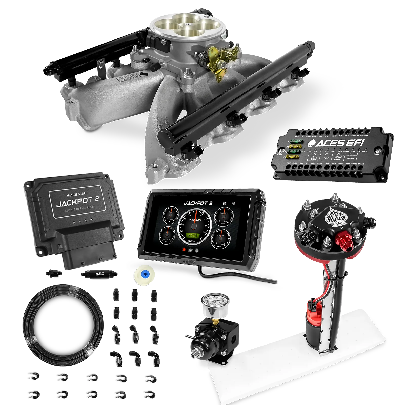 Jackpot 2 LS EFI System - Master Kit with Tight Fit In-Tank Pump Module + 40' PTFE Hose Kit