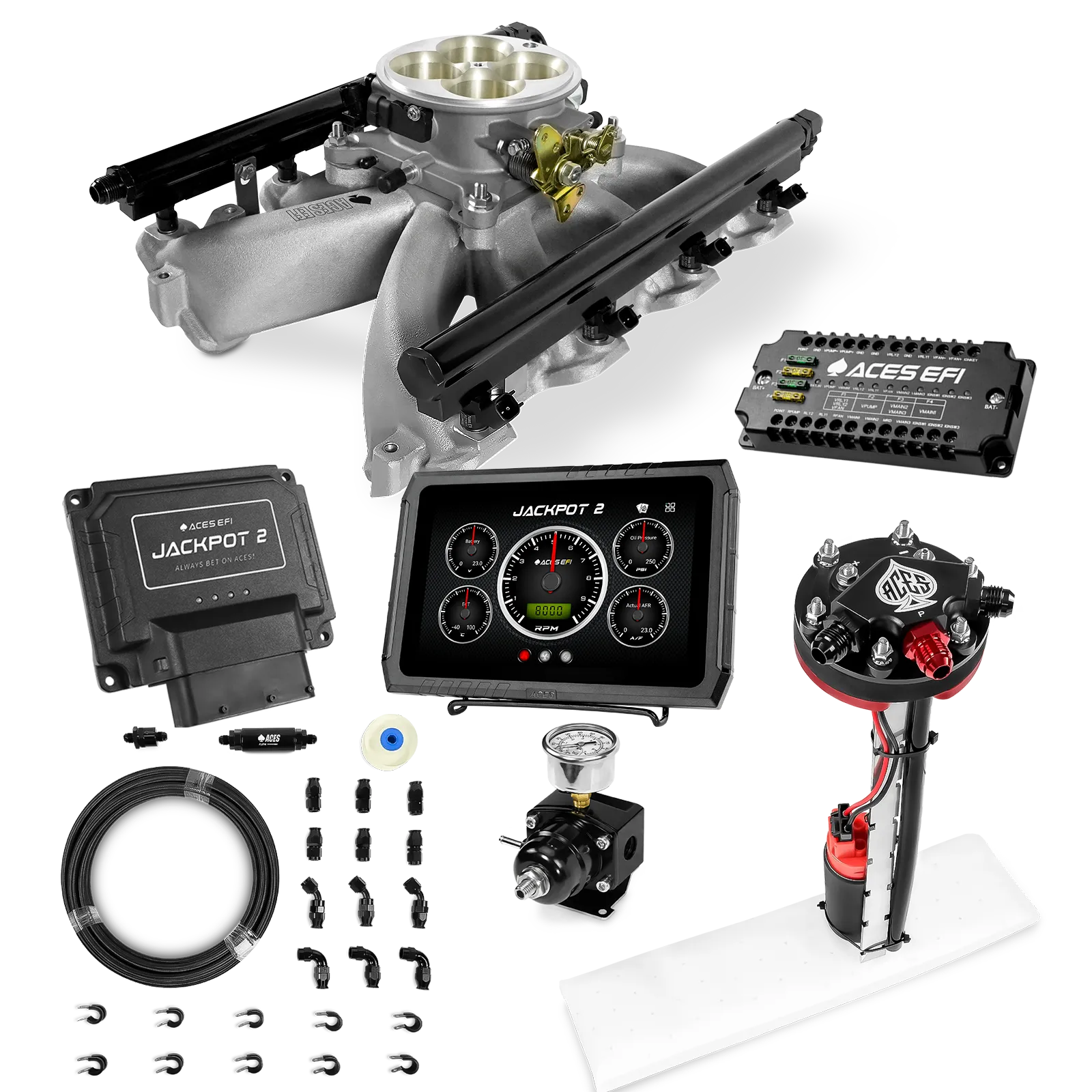 Jackpot 2 LS EFI System - Master Kit with Tight Fit In-Tank Pump Module + 40' PTFE Hose Kit