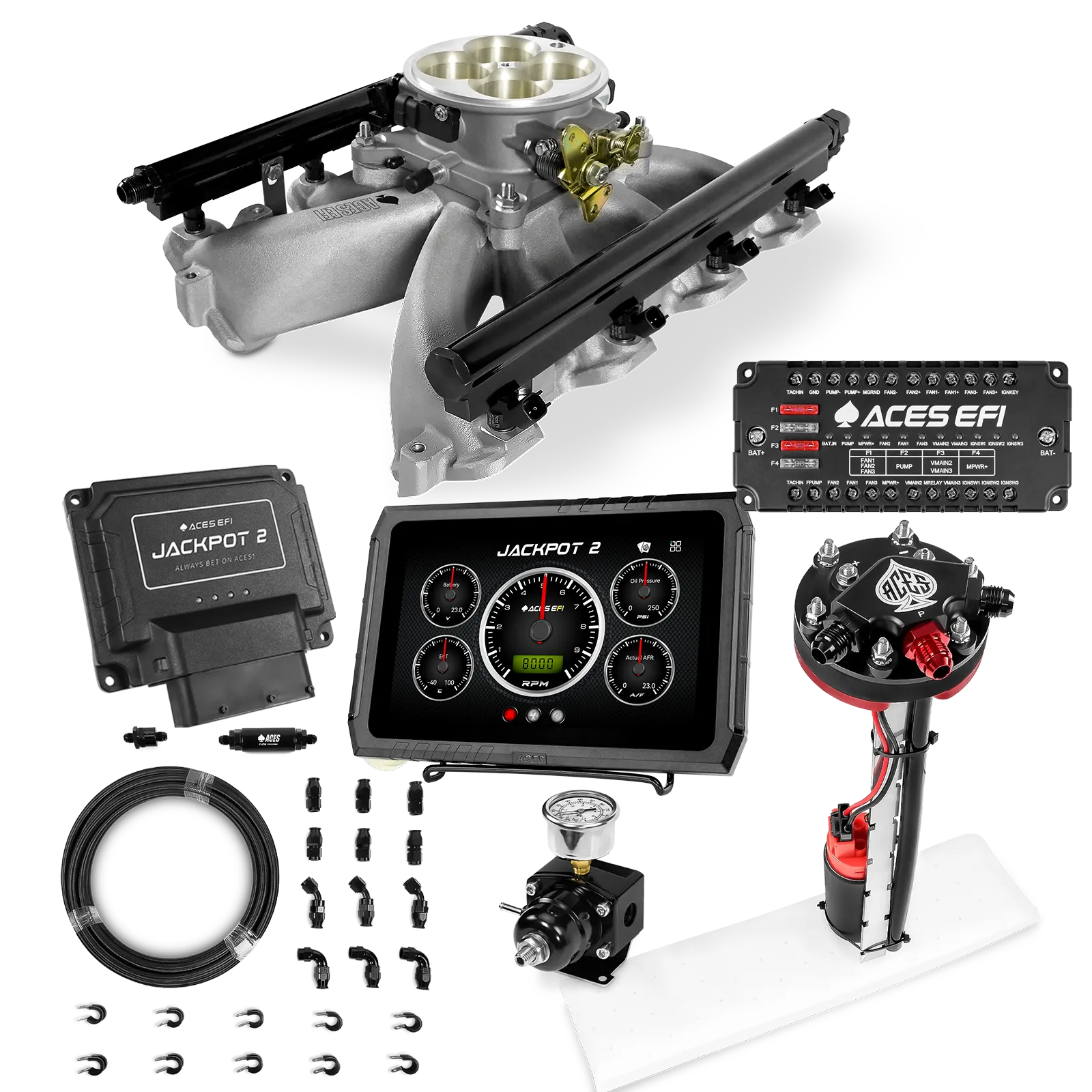 Jackpot 2 LS EFI System - Master Kit with Tight Fit In-Tank Pump Module + 40' PTFE Hose Kit