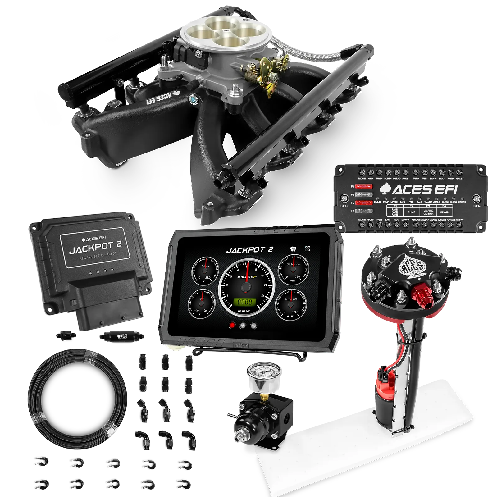 Jackpot 2 LS EFI System - Master Kit with Tight Fit In-Tank Pump Module + 40' PTFE Hose Kit
