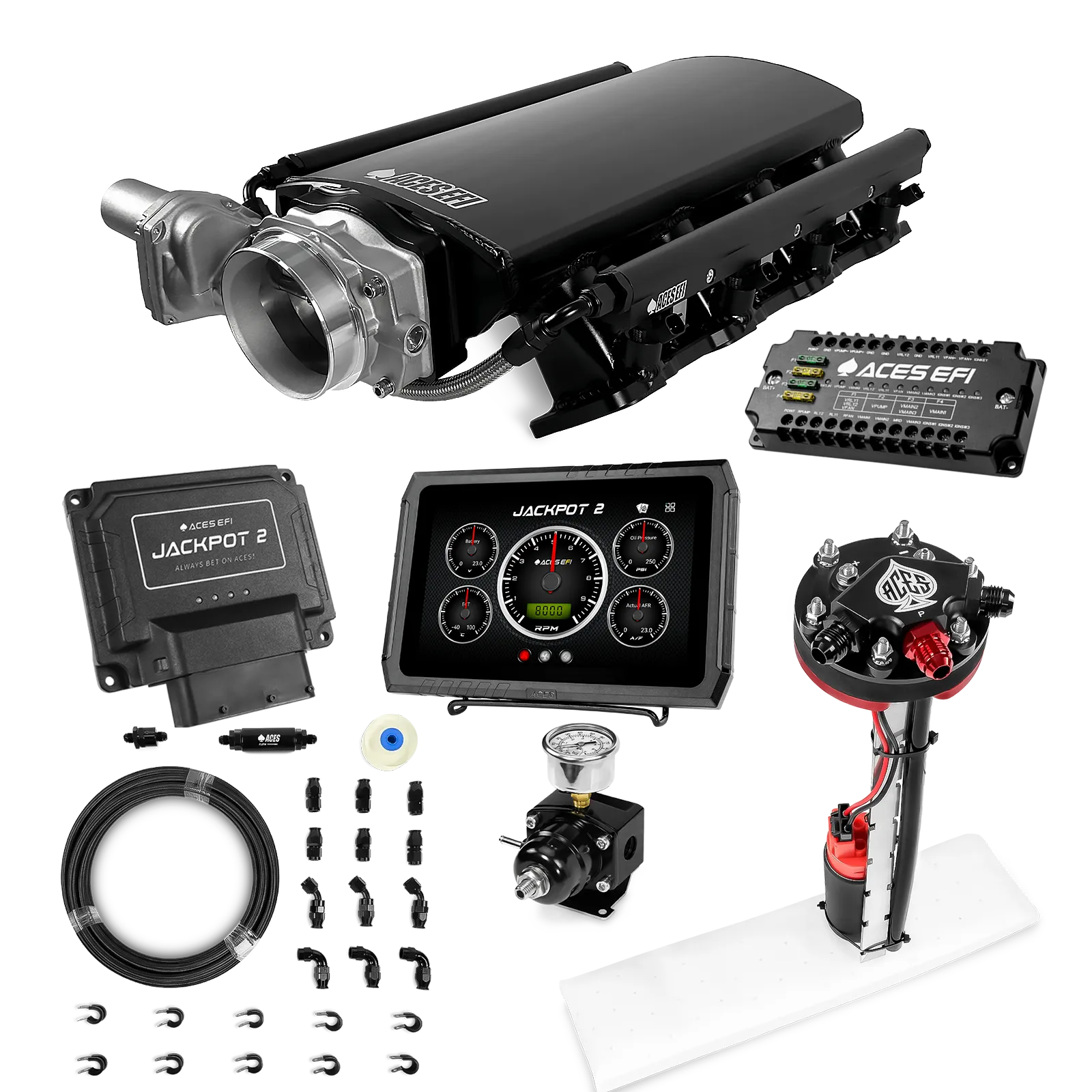 Jackpot 2 LS EFI System - Master Kit with Tight Fit In-Tank Pump Module + 40' PTFE Hose Kit