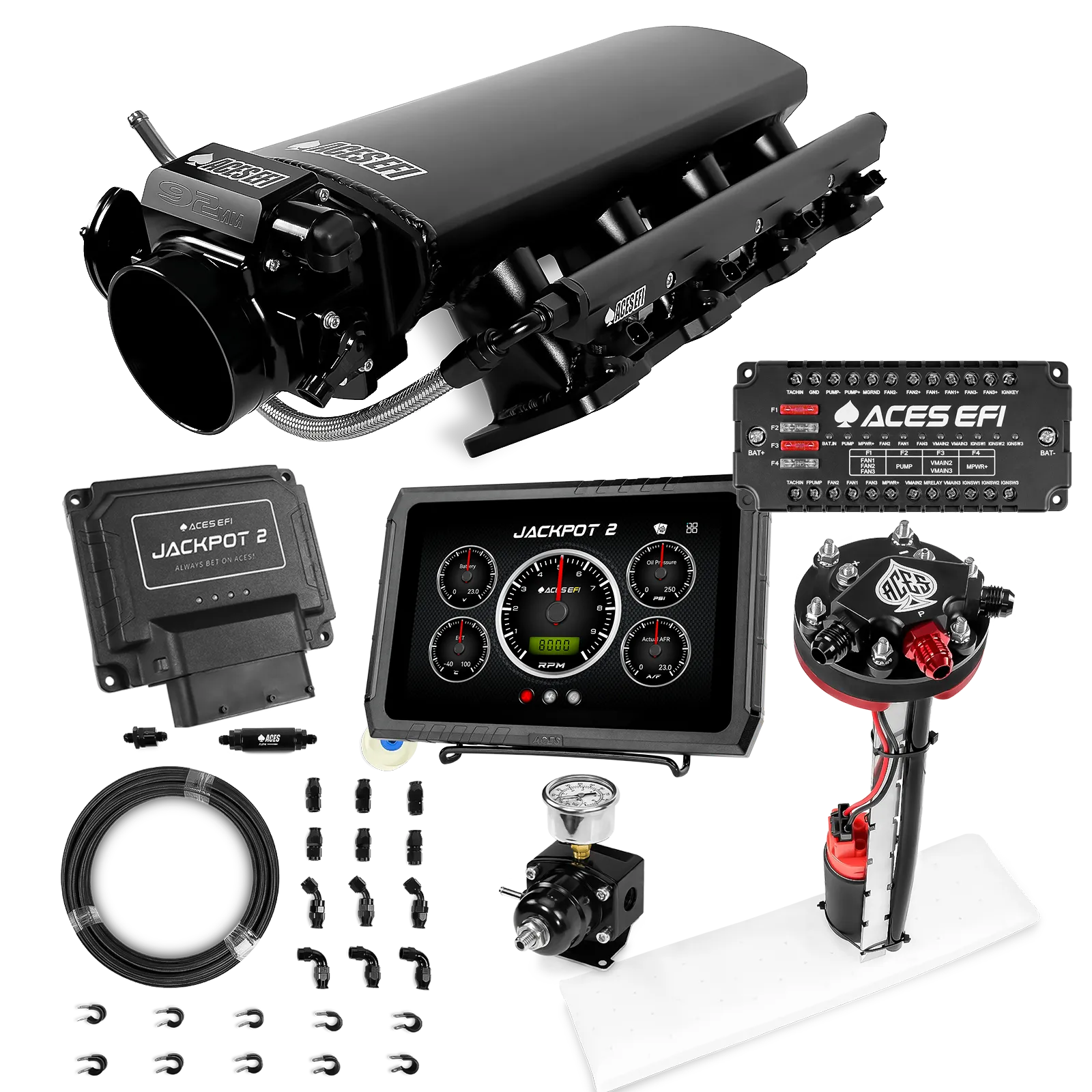 Jackpot 2 LS EFI System - Master Kit with Tight Fit In-Tank Pump Module + 40' PTFE Hose Kit