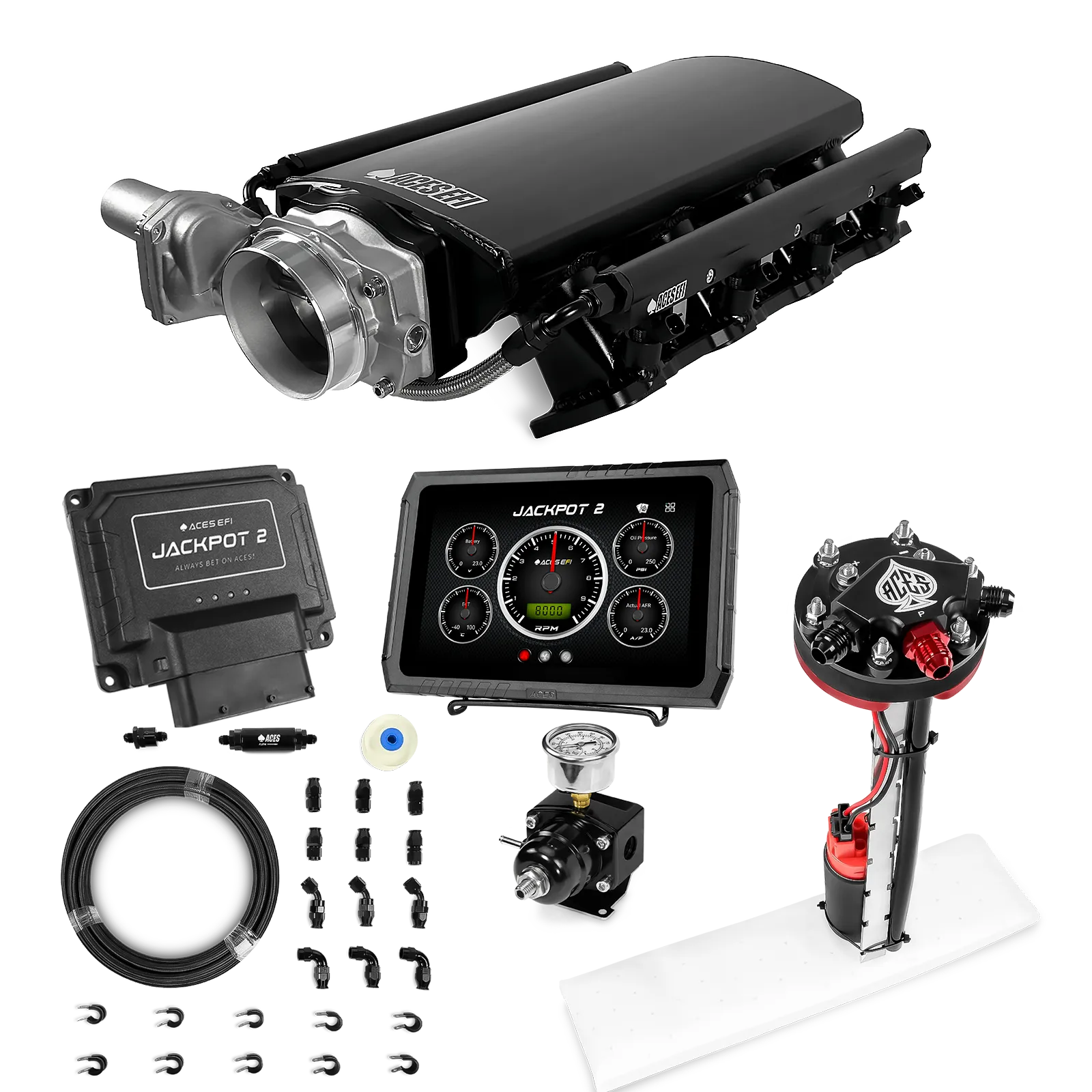 Jackpot 2 LS EFI System - Master Kit with Tight Fit In-Tank Pump Module + 40' PTFE Hose Kit