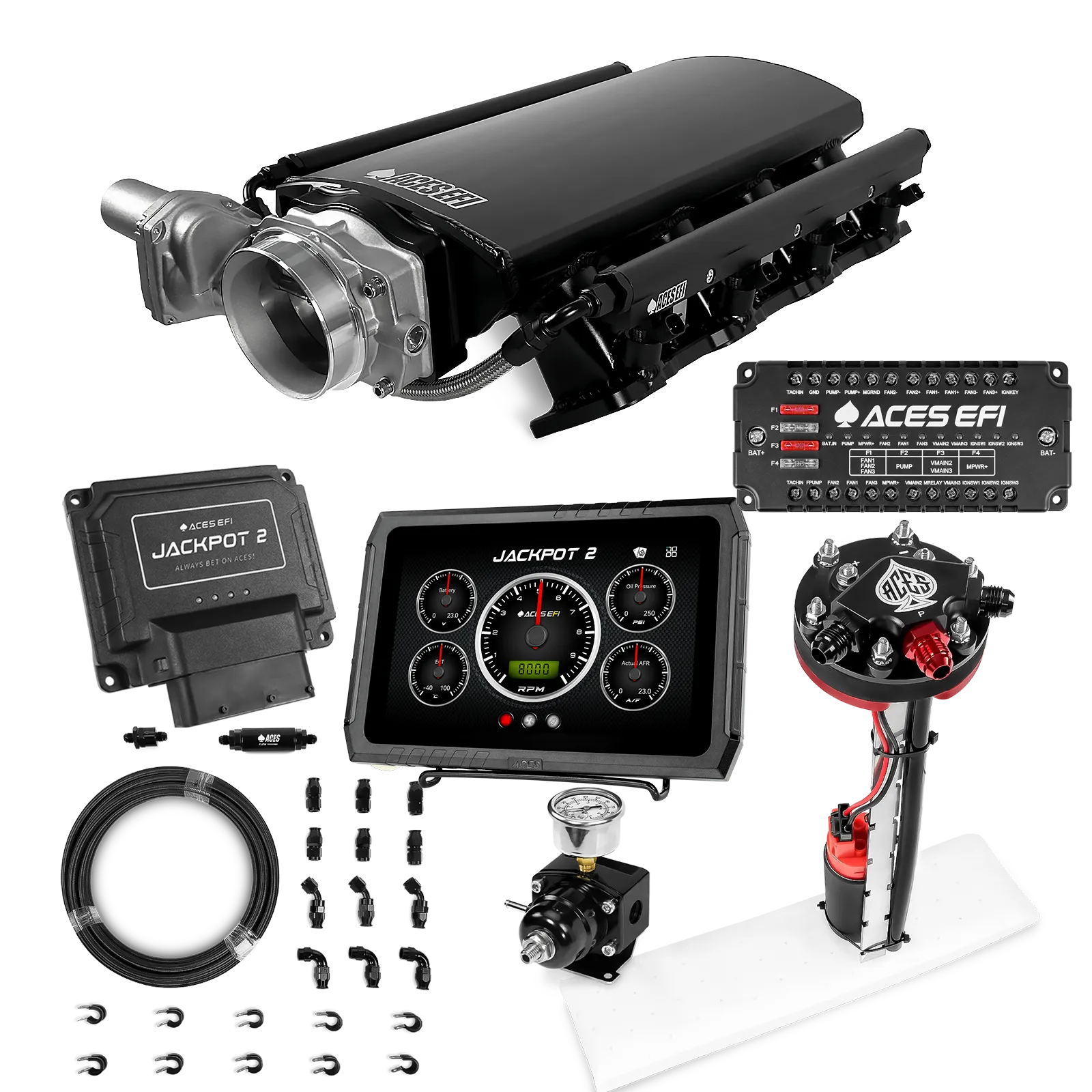 Jackpot 2 LS EFI System - Master Kit with Tight Fit In-Tank Pump Module + 40' PTFE Hose Kit