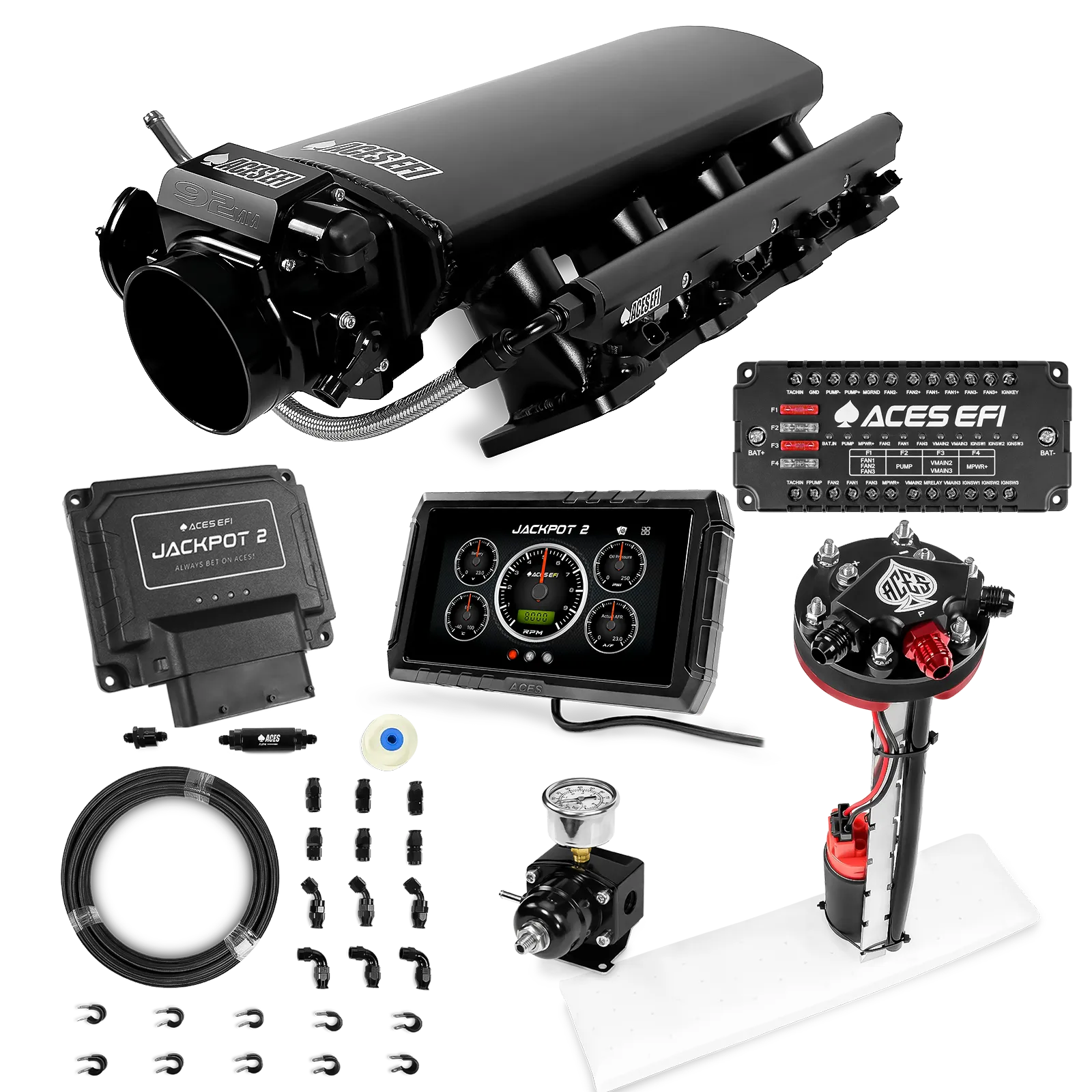 Jackpot 2 LS EFI System - Master Kit with Tight Fit In-Tank Pump Module + 40' PTFE Hose Kit
