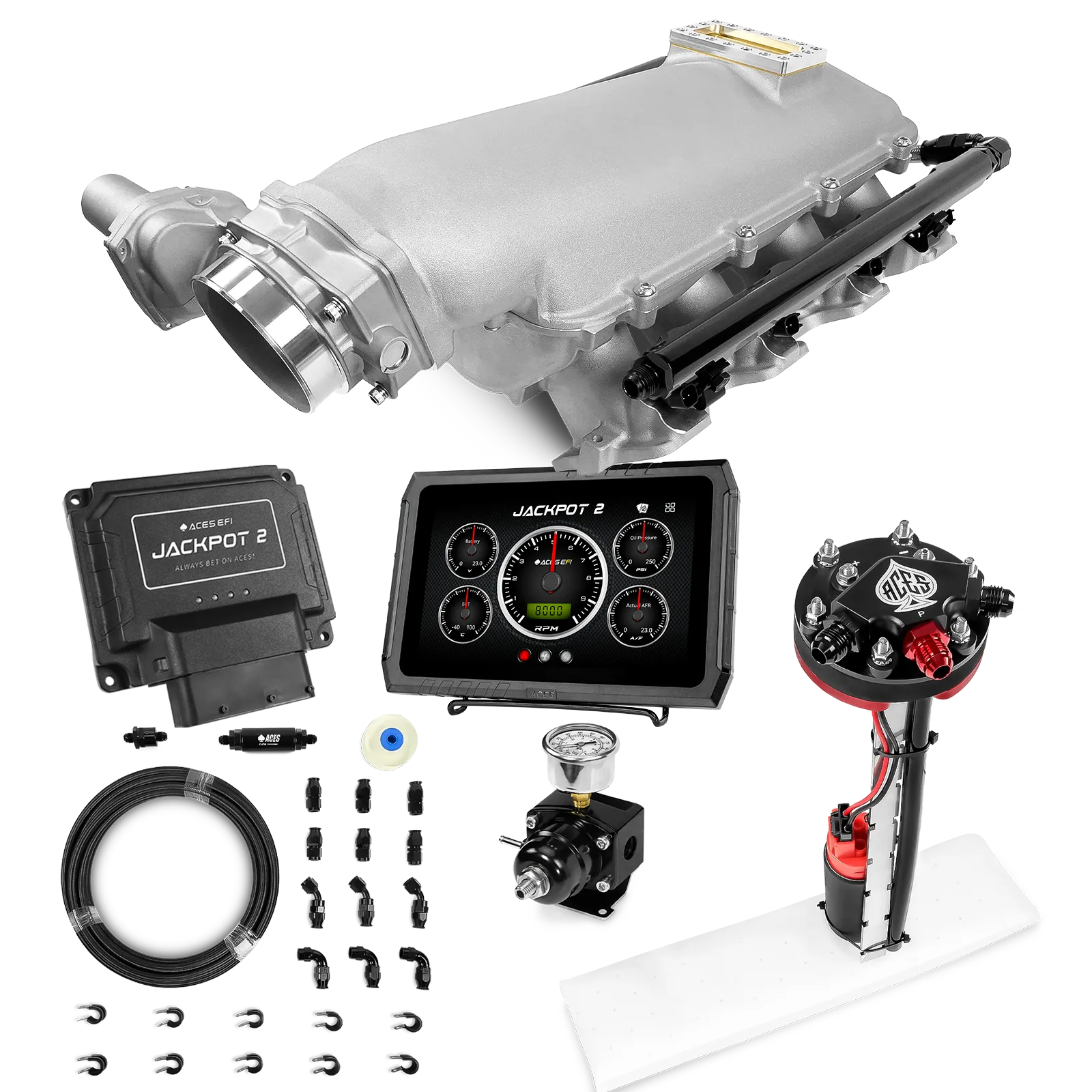 Jackpot 2 LS EFI System - Master Kit with Tight Fit In-Tank Pump Module + 40' PTFE Hose Kit