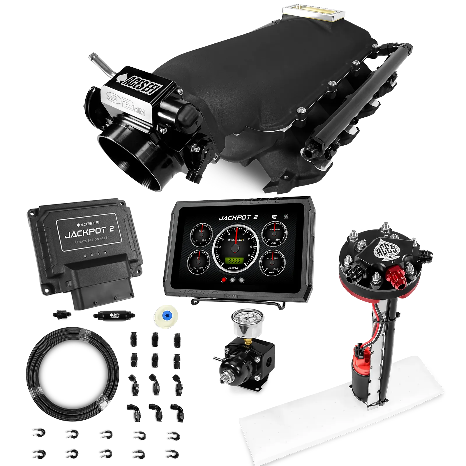 Jackpot 2 LS EFI System - Master Kit with Tight Fit In-Tank Pump Module + 40' PTFE Hose Kit