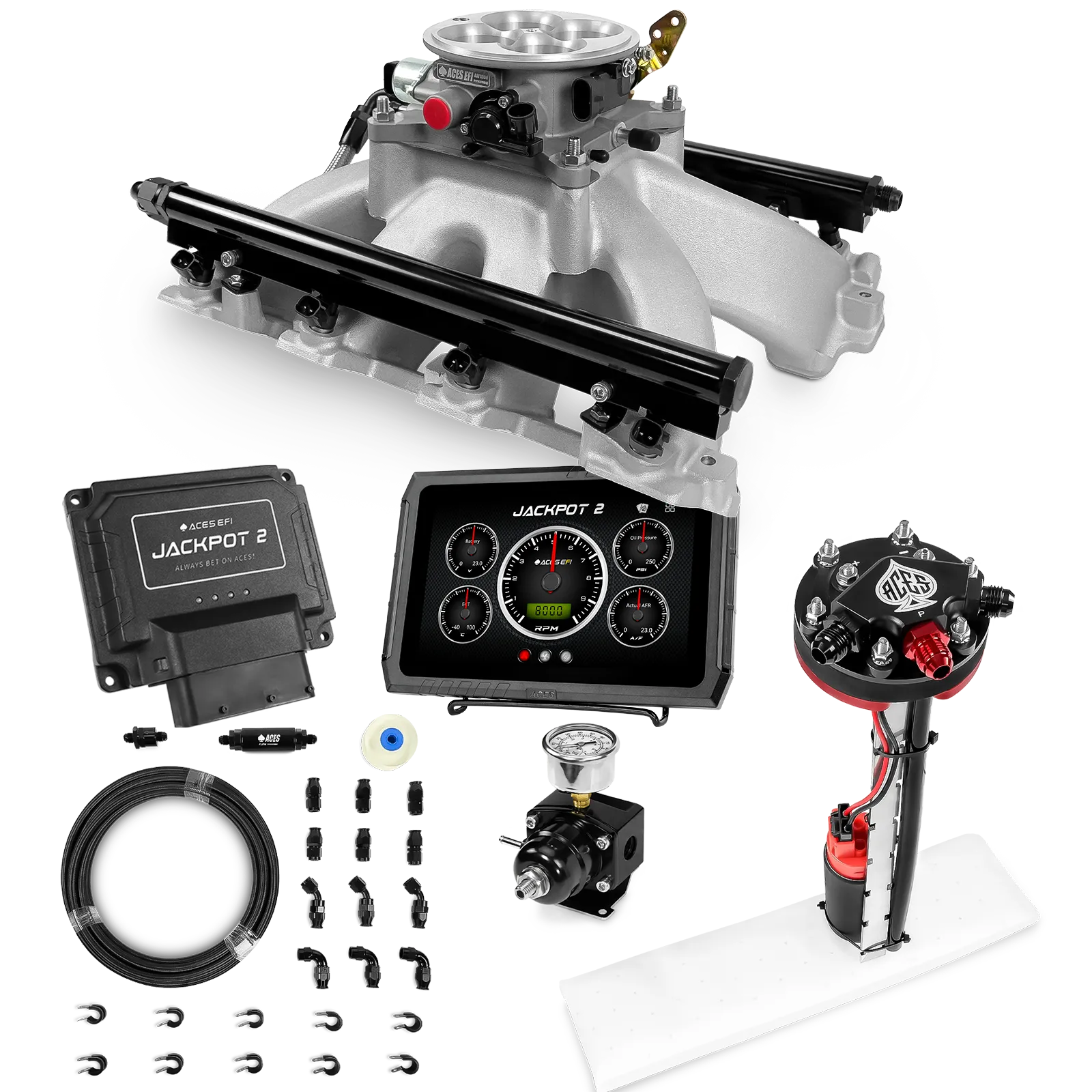 Jackpot 2 LS EFI System - Master Kit with Tight Fit In-Tank Pump Module + 40' PTFE Hose Kit