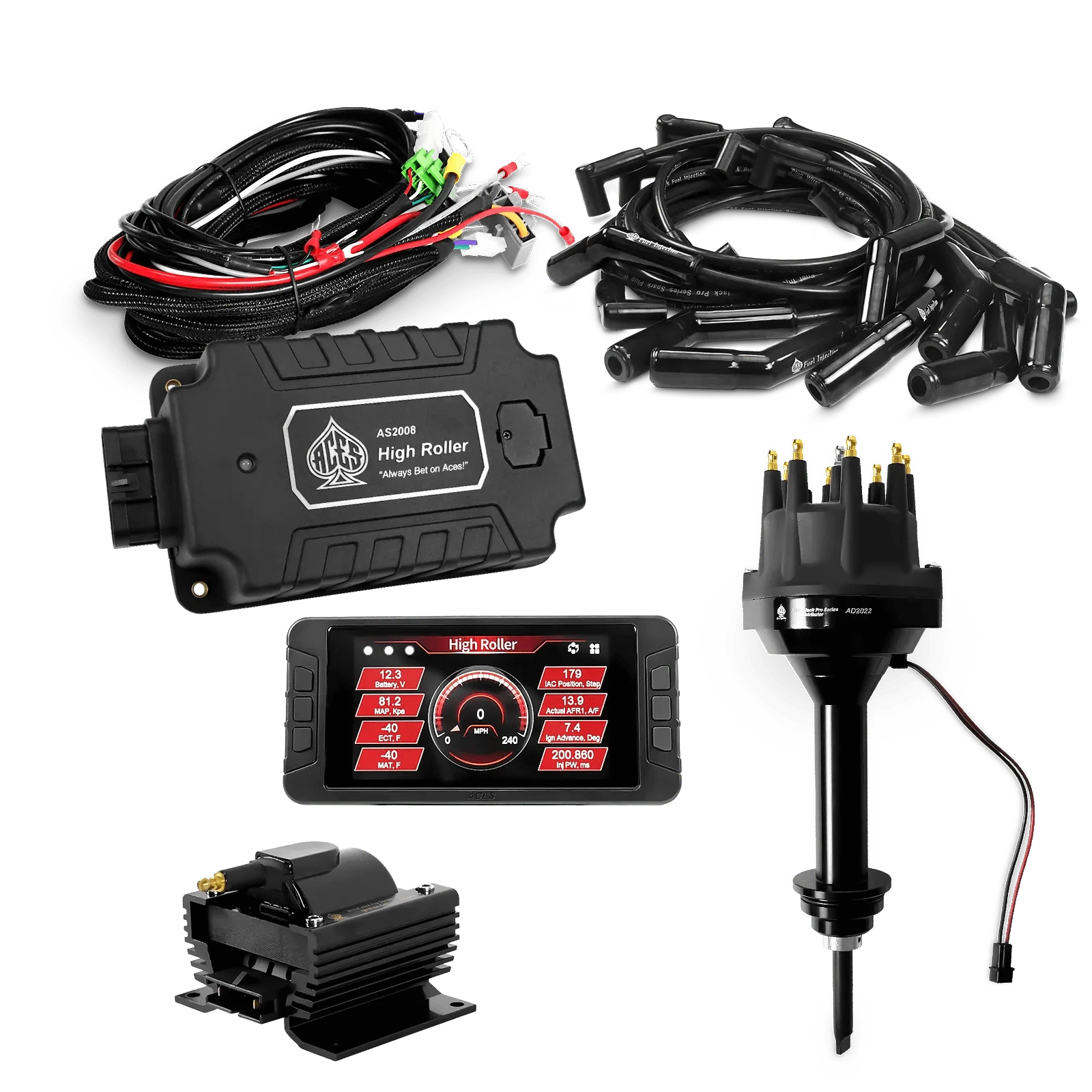 ACES Fuel Injection. BB Mopar 426/440 135 Deg Boots High Roller Pro Ignition Package