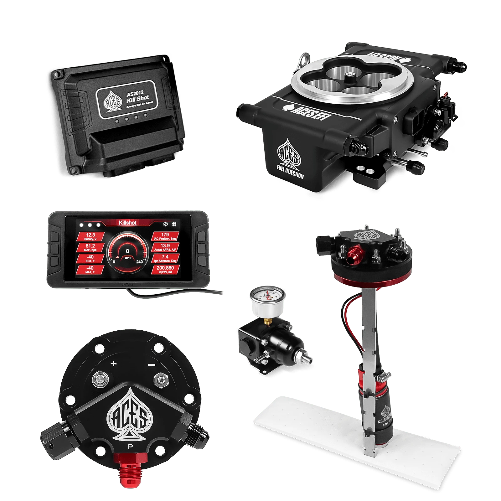 Aces Fuel Injection Black / Tight Fit In-tank Pump Module (255 LPH) Killshot 4-BBl EFI Fuel Kits