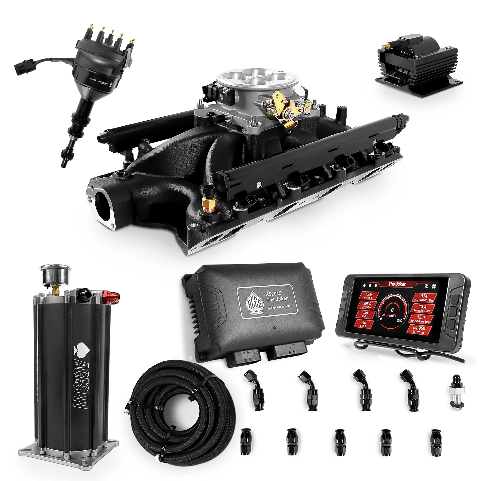 Aces Fuel Injection Command Center 2 Surge Tank / Black Manifold for 351W SBF The Joker Sequential EFI/CDI Master Kits (500 HP)