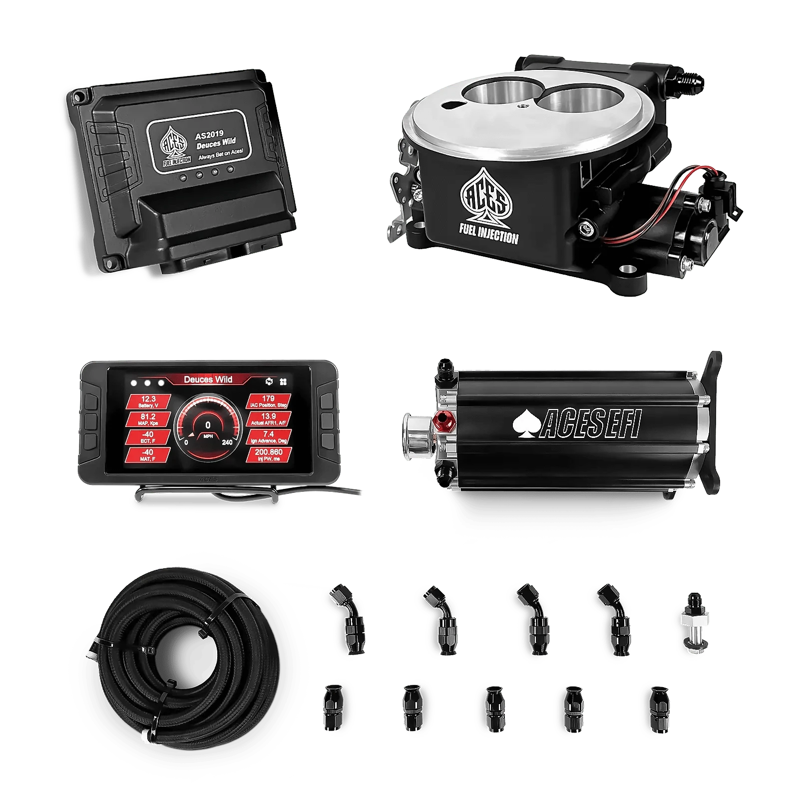Aces Fuel Injection Command Center Surge Tank / Black Deuces Wild 2-bbl EFI Fuel Kits