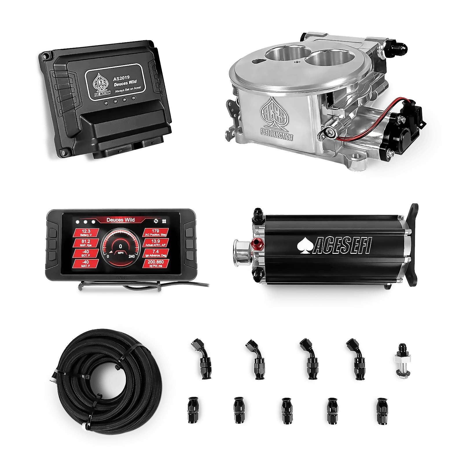 Aces Fuel Injection Command Center Surge Tank / Polished Deuces Wild 2-bbl EFI Fuel Kits