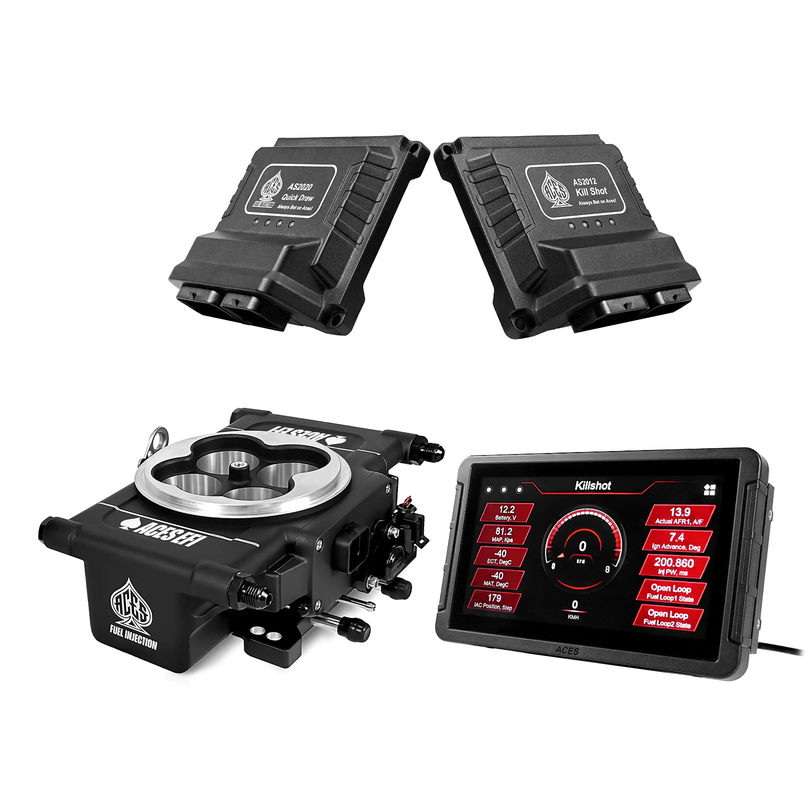 Aces Fuel Injection Community Killshot (Black) / 7" Handheld / GM 4L60/4L80 Killshot 4-bbl EFI System