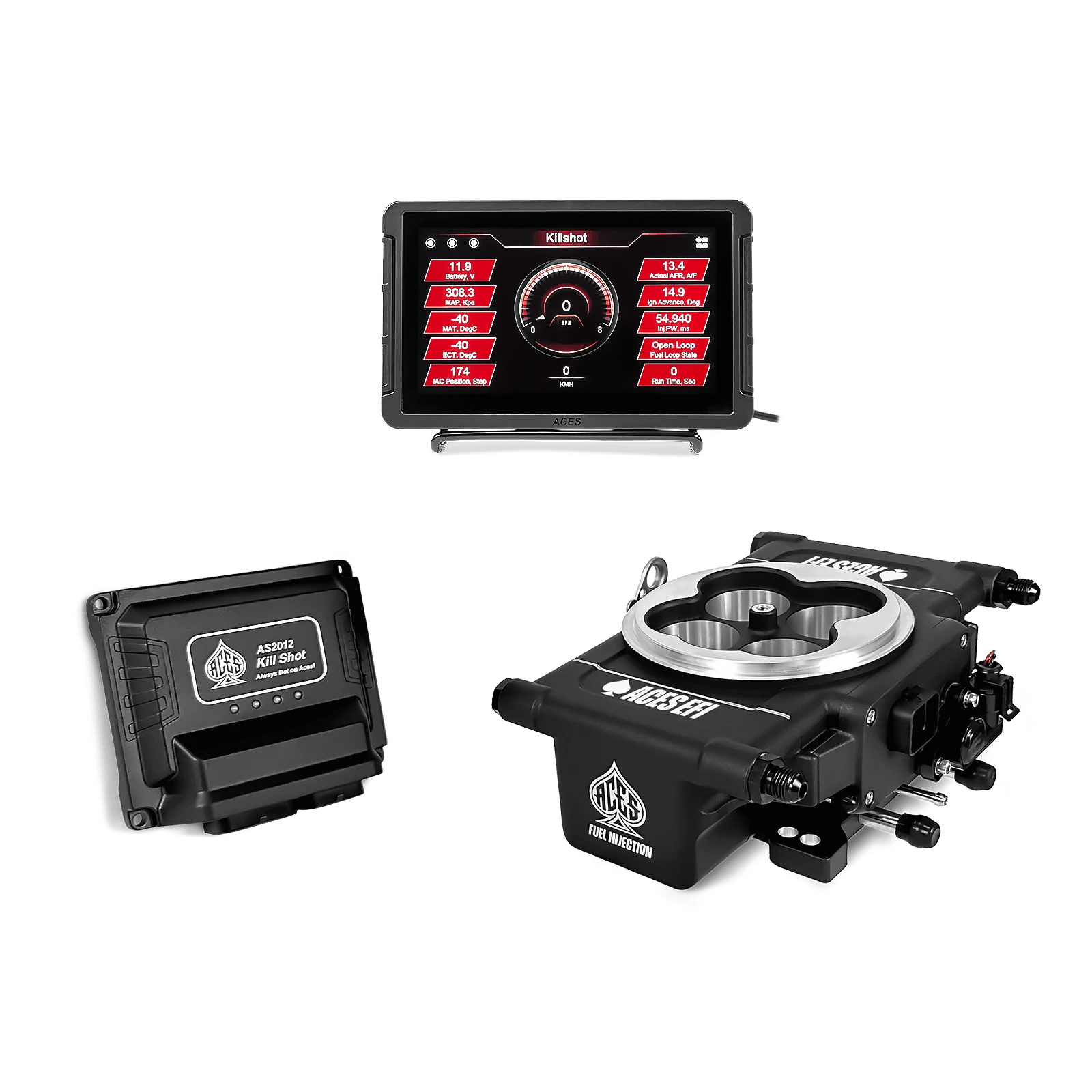 Aces Fuel Injection Community Killshot (Black) / 7" Handheld / No Trans Control Killshot 4-bbl EFI System