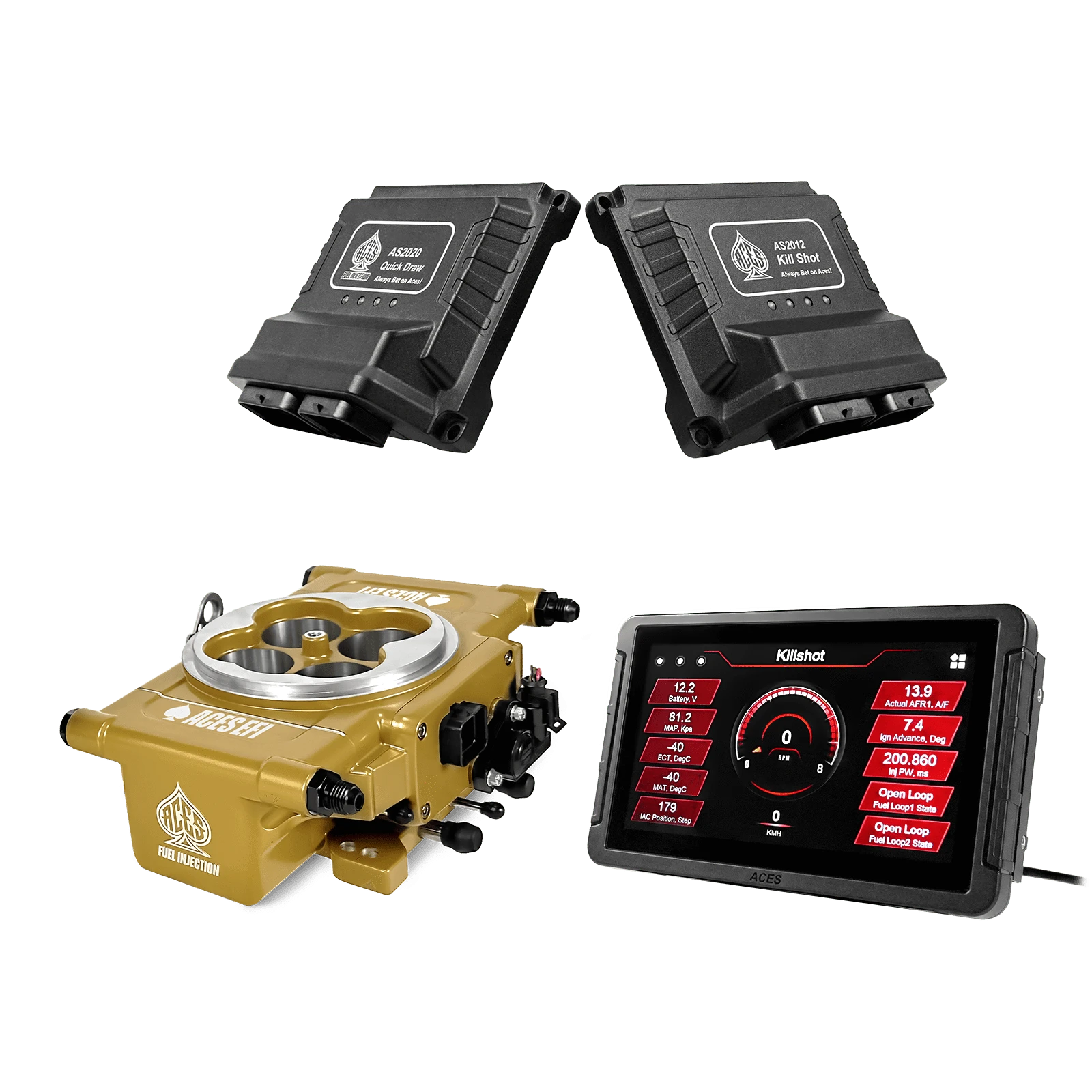 Aces Fuel Injection Community Killshot (Gold) / 7" Handheld / GM 4L60/4L80 Killshot 4-bbl EFI System