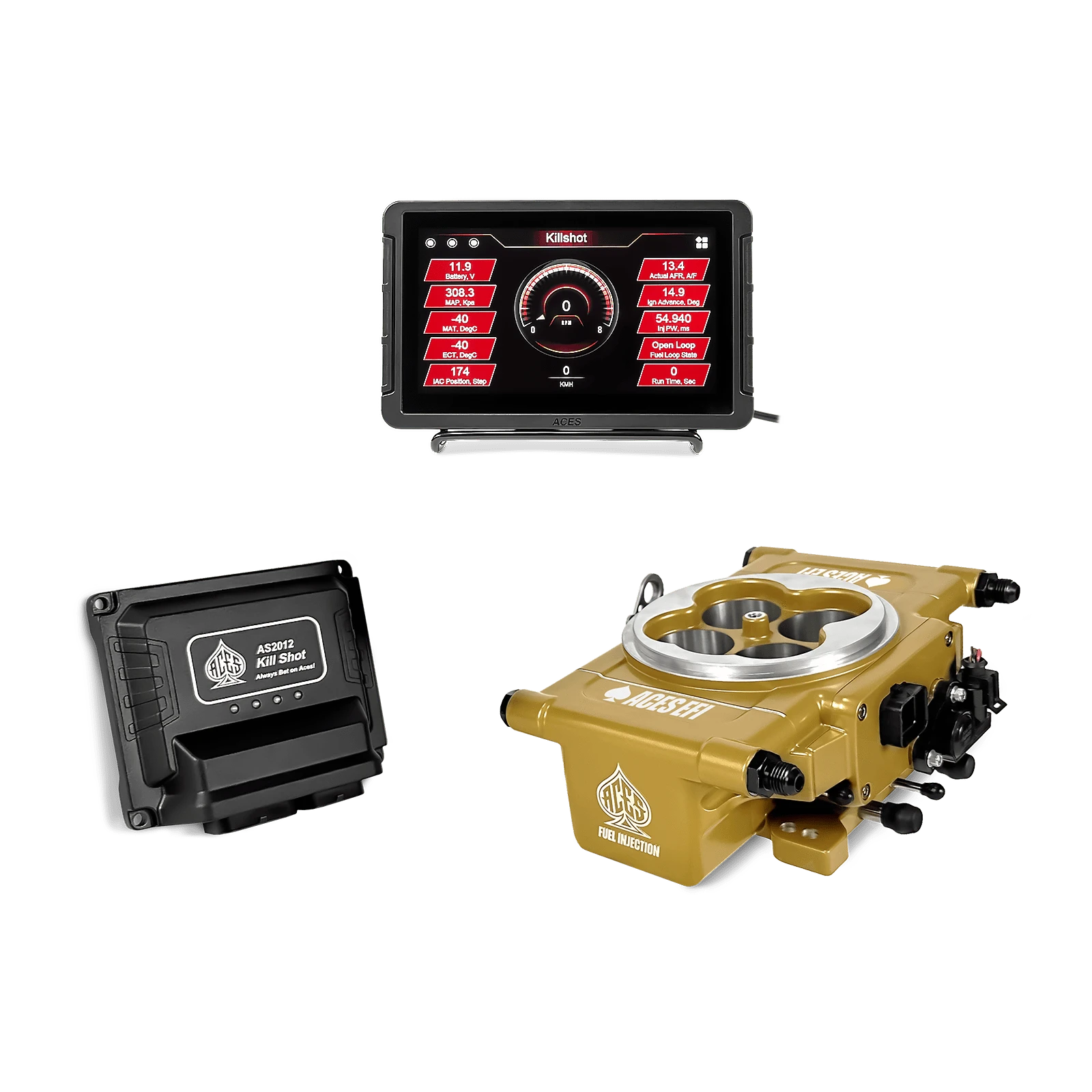 Aces Fuel Injection Community Killshot (Gold) / 7" Handheld / No Trans Control Killshot 4-bbl EFI System