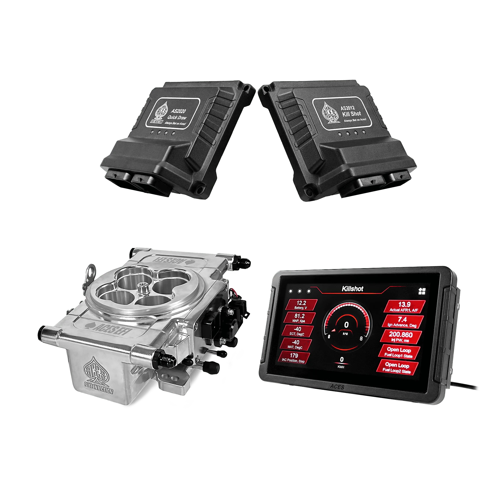 Aces Fuel Injection Community Killshot (Polished) / 7" Handheld / GM 4L60/4L80 Killshot 4-bbl EFI System